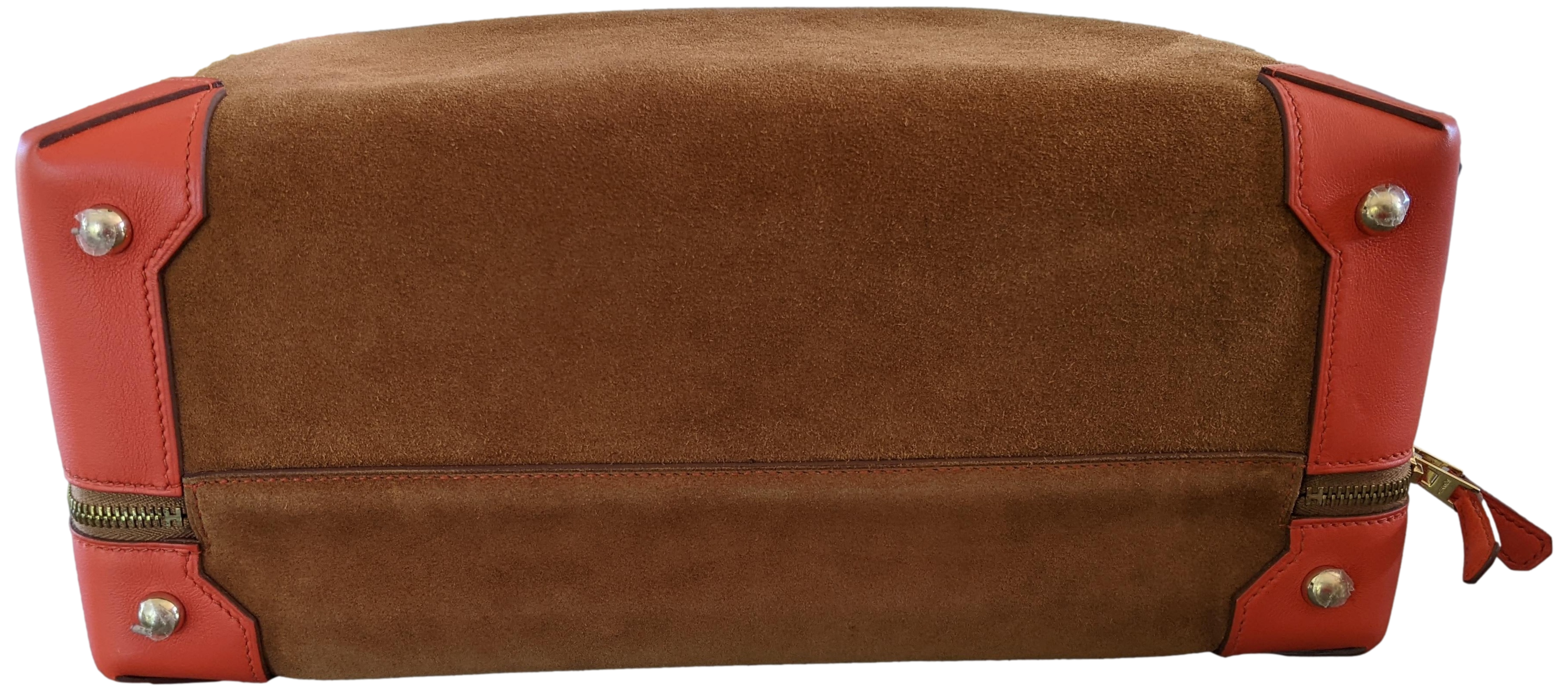 HERMES 2011 MAXI BOX 29 Fauve Grizzly Suede & Capucine Evercolor Bag