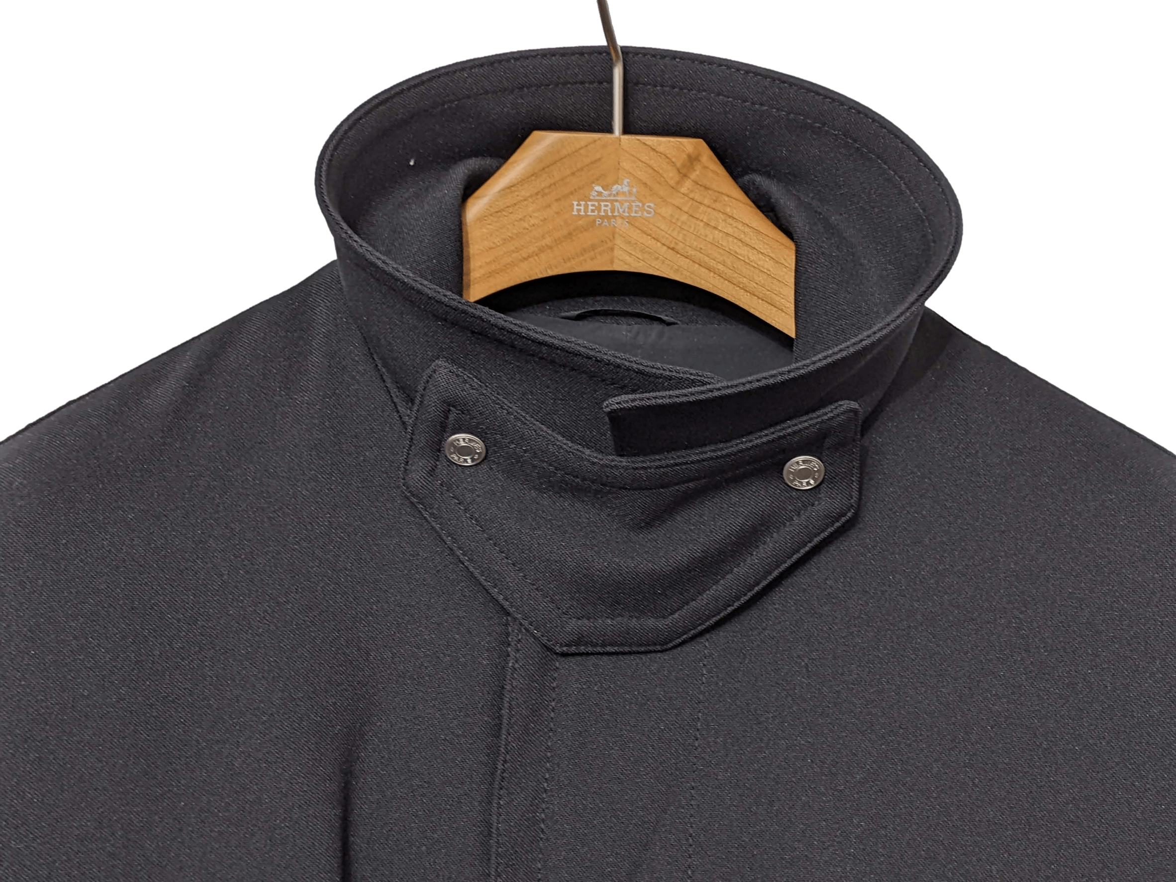HERMES Men's Black Long Coat Sz52
