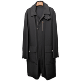 HERMES 2022 F/W Men's Black Wool Gabardine Trench Coat Sz48