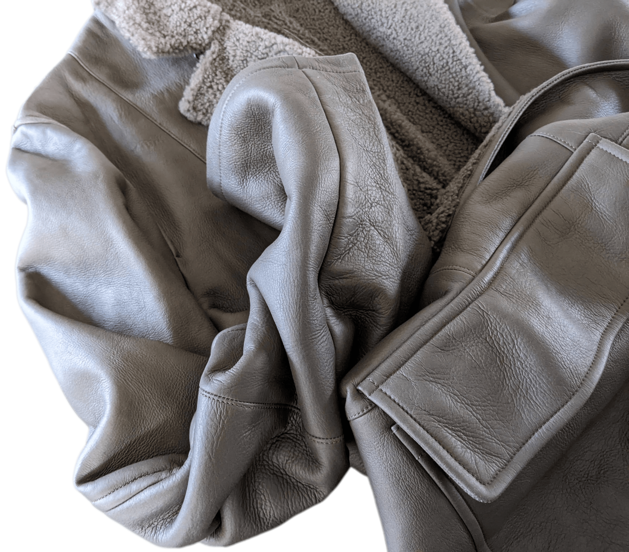 HERMES Men's Elephant Grey Long Fur-lined Lamb Coat Sz54,