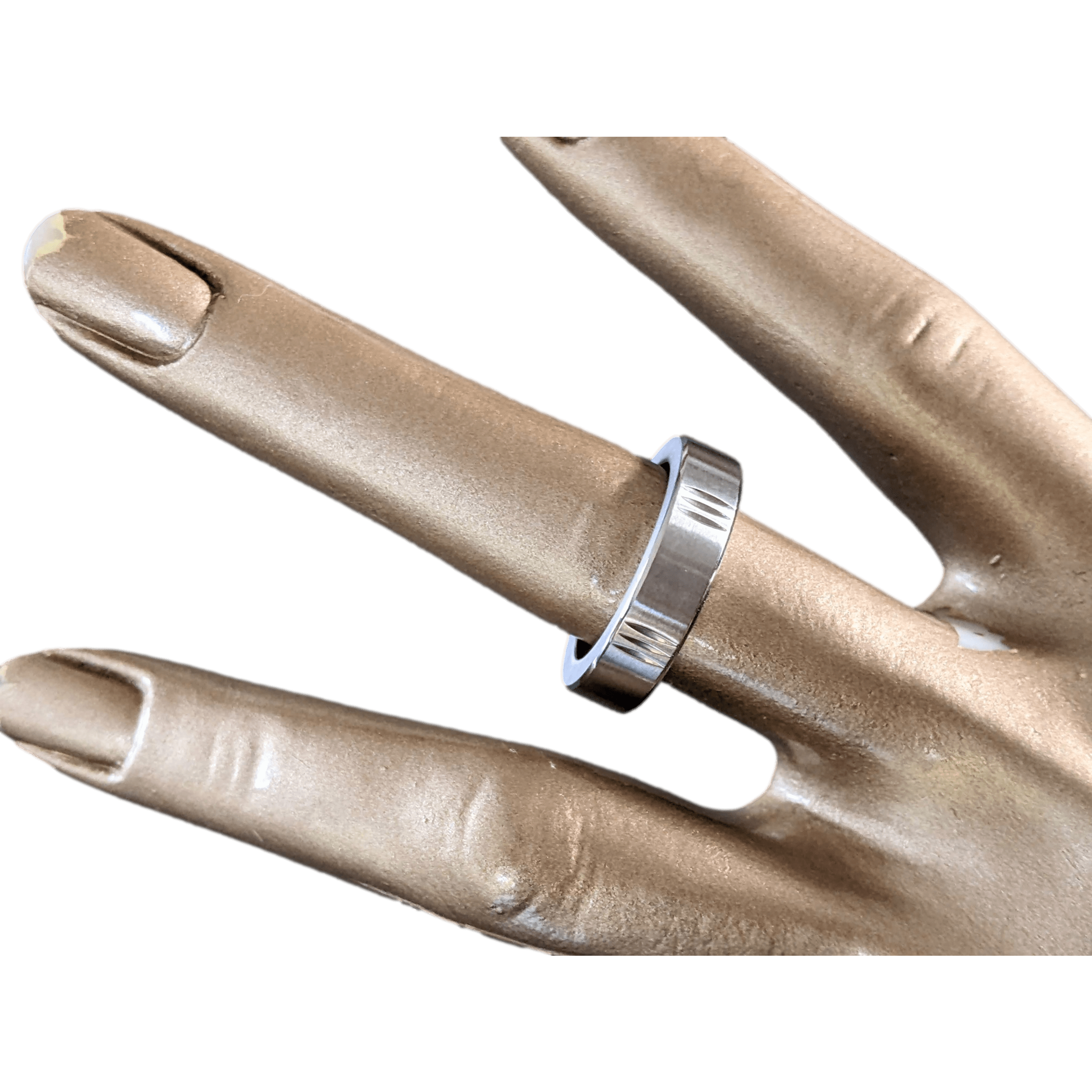 HERMES Men's Brushed/Shiny Stainless Steel Unisex Ring Sz60