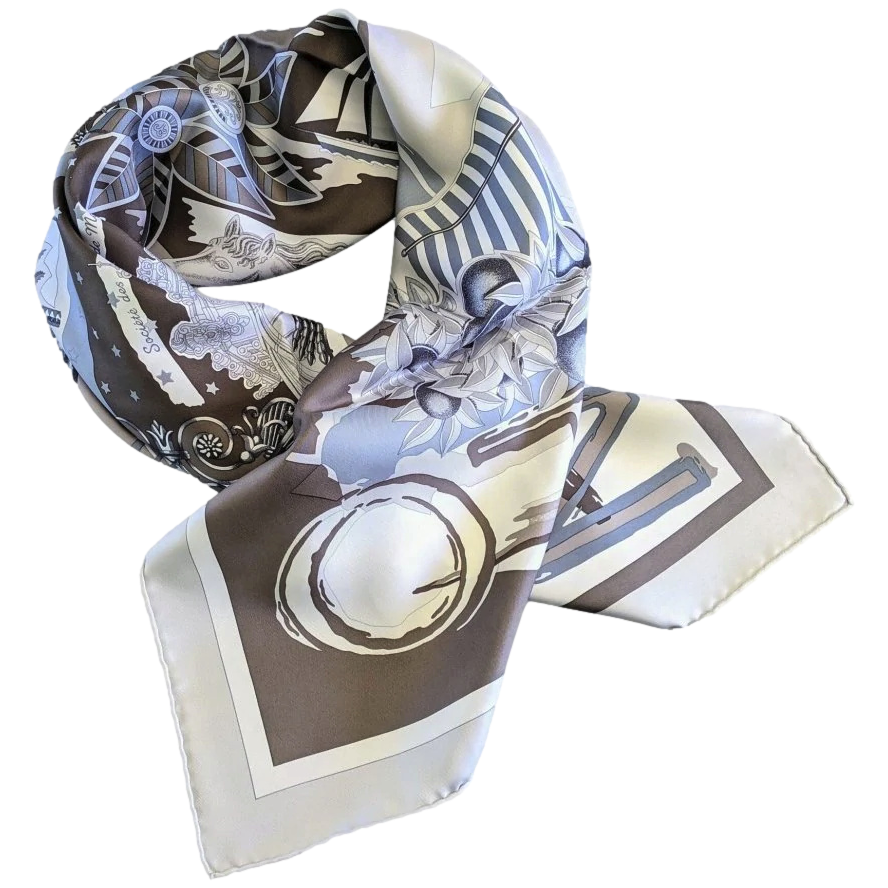 Hermes 2008 Beige/Etoupe Special Issue MONTE CARLO for SOCIETE DES BAINS DE MER by Joachim Metz Twill 90cm