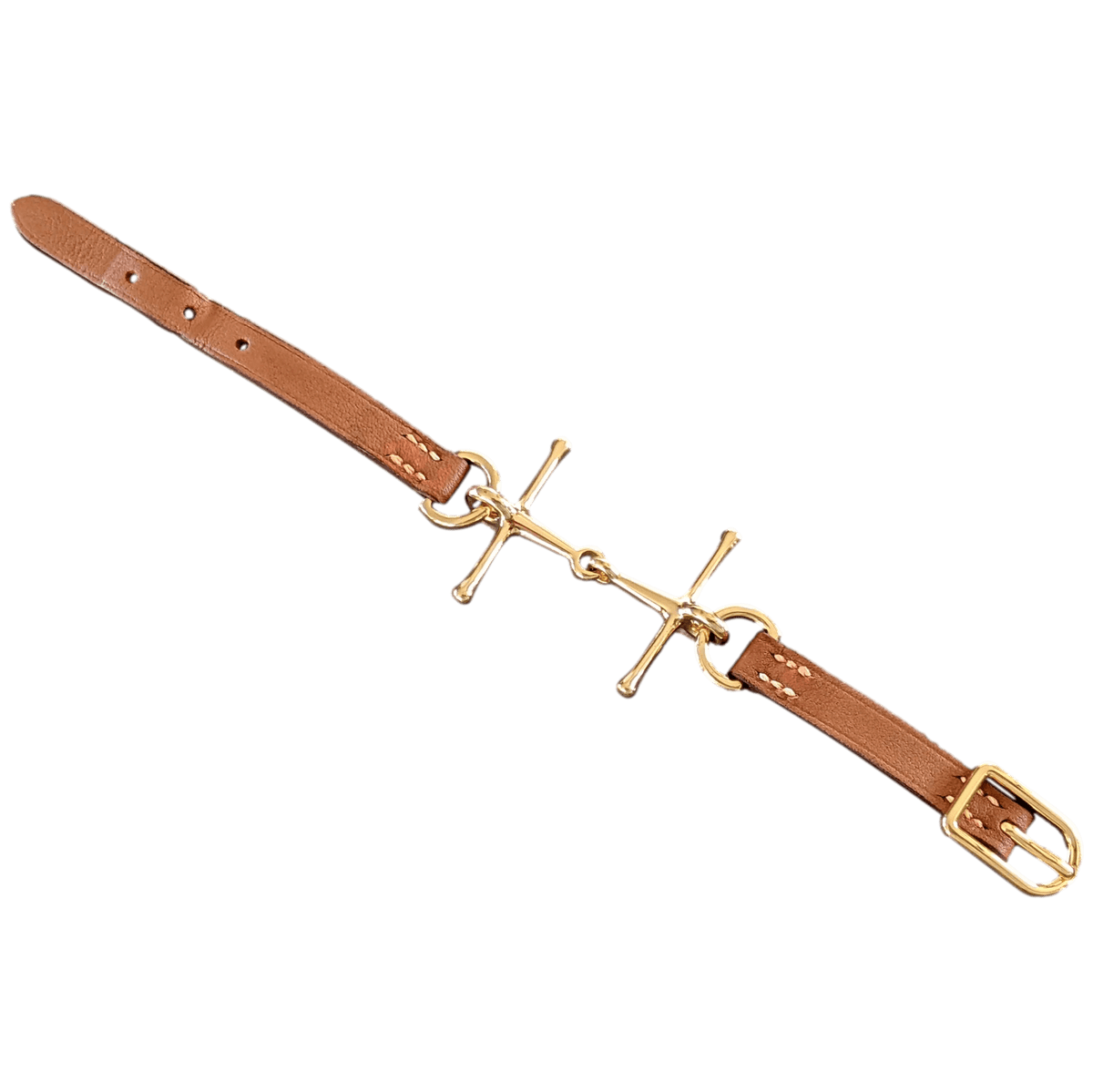 HERMES MORS H Gold Calfskin/Plated Gold Bracelet T1
