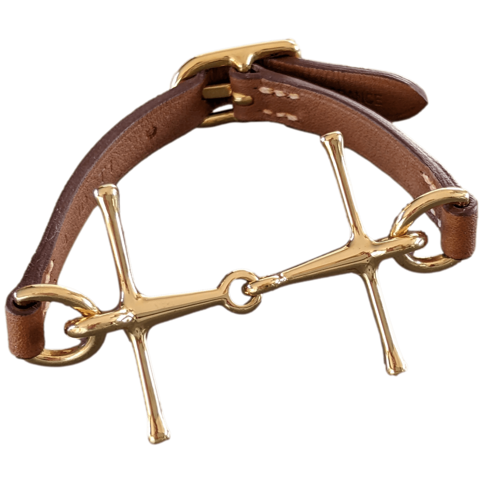 HERMES MORS H Gold Calfskin/Plated Gold Bracelet T1