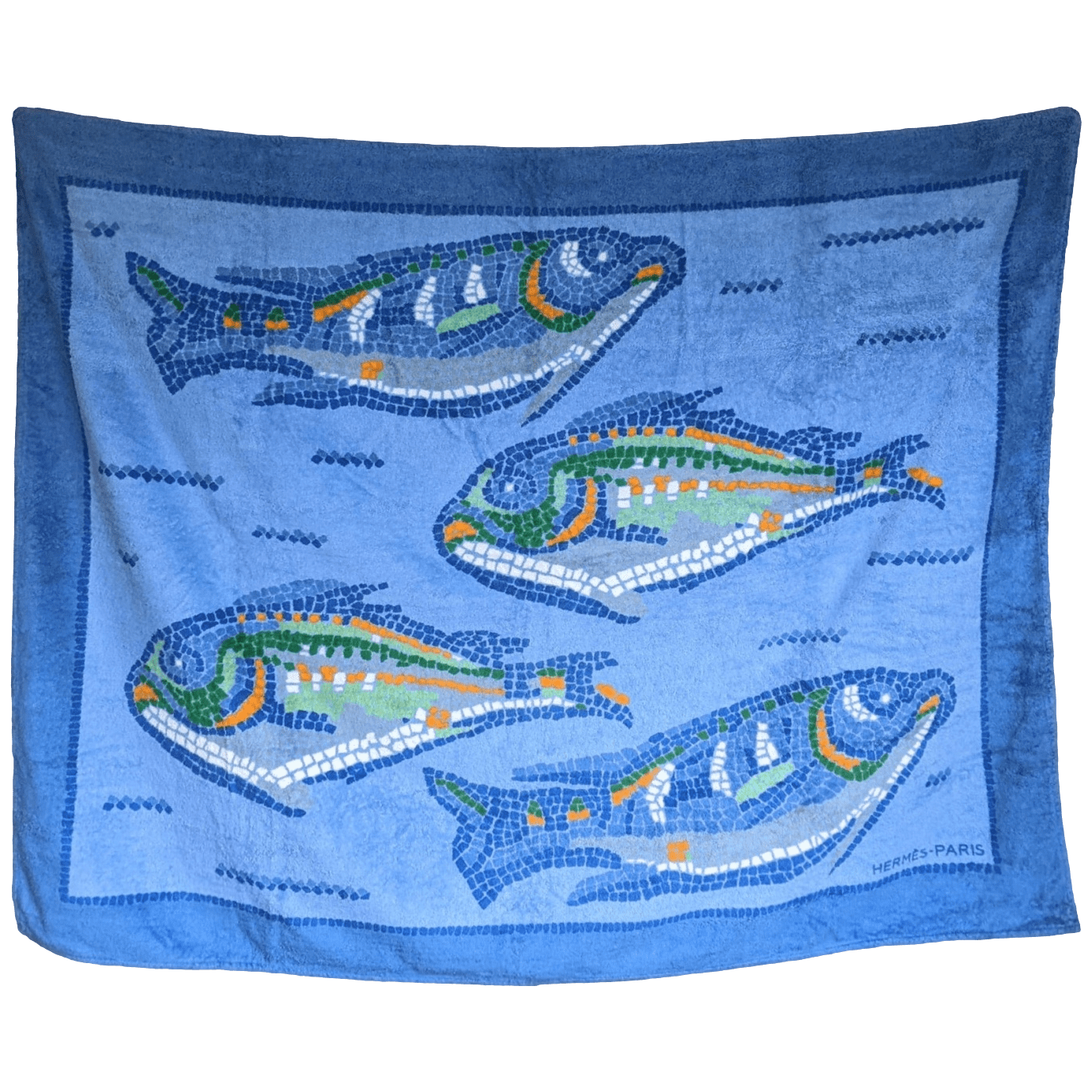 HERMES Blue Mosaic Fishes XXL Twin Towe