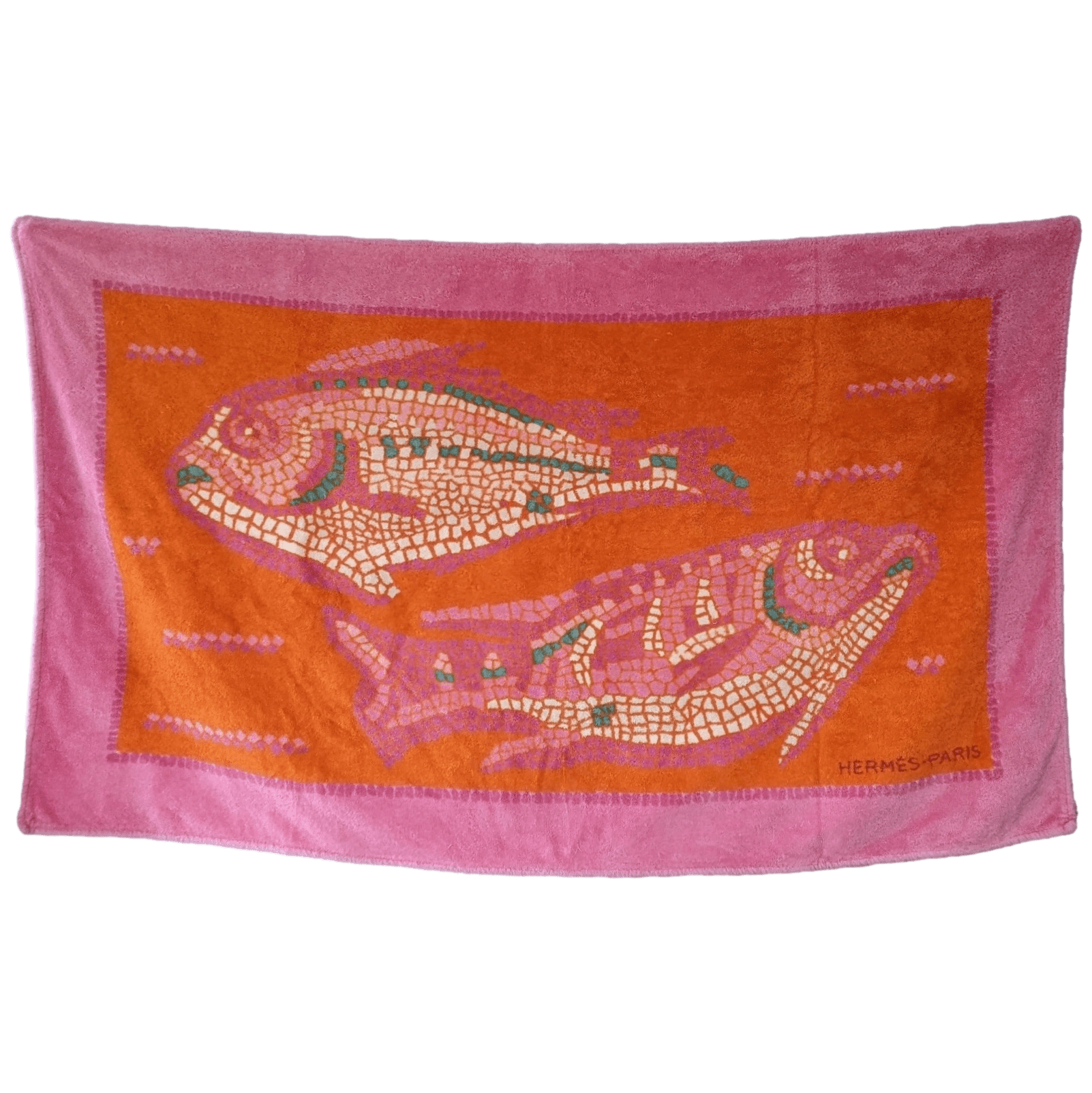 HERMES Mosaique Poissons Terry Beach Towel GM 90 x 150 cm