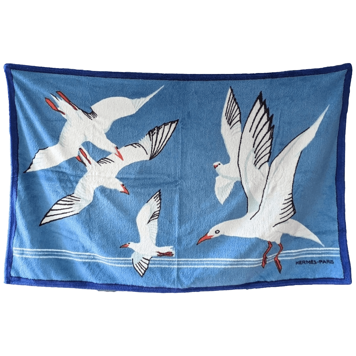HERMES Mouettes Terry Beach Towel 90 x 150 cm