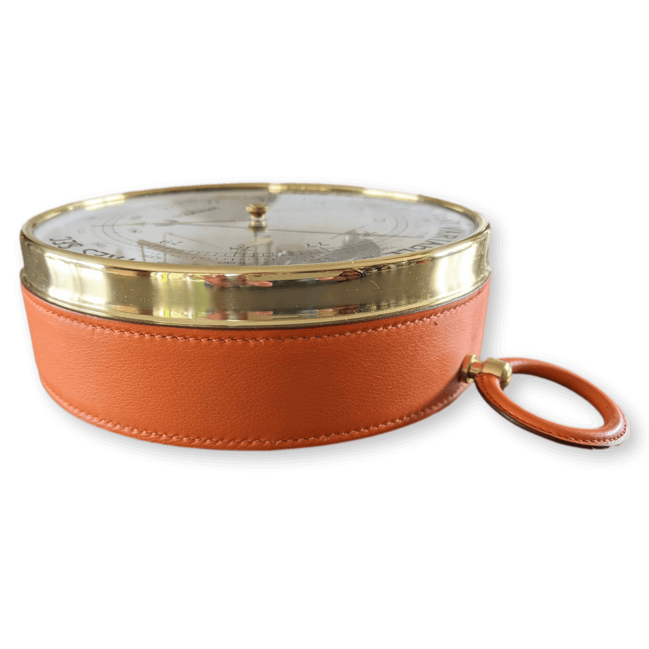 HERMES Paris by Naudet Dourde Luxury Orange Leather Holosteric Barometer
