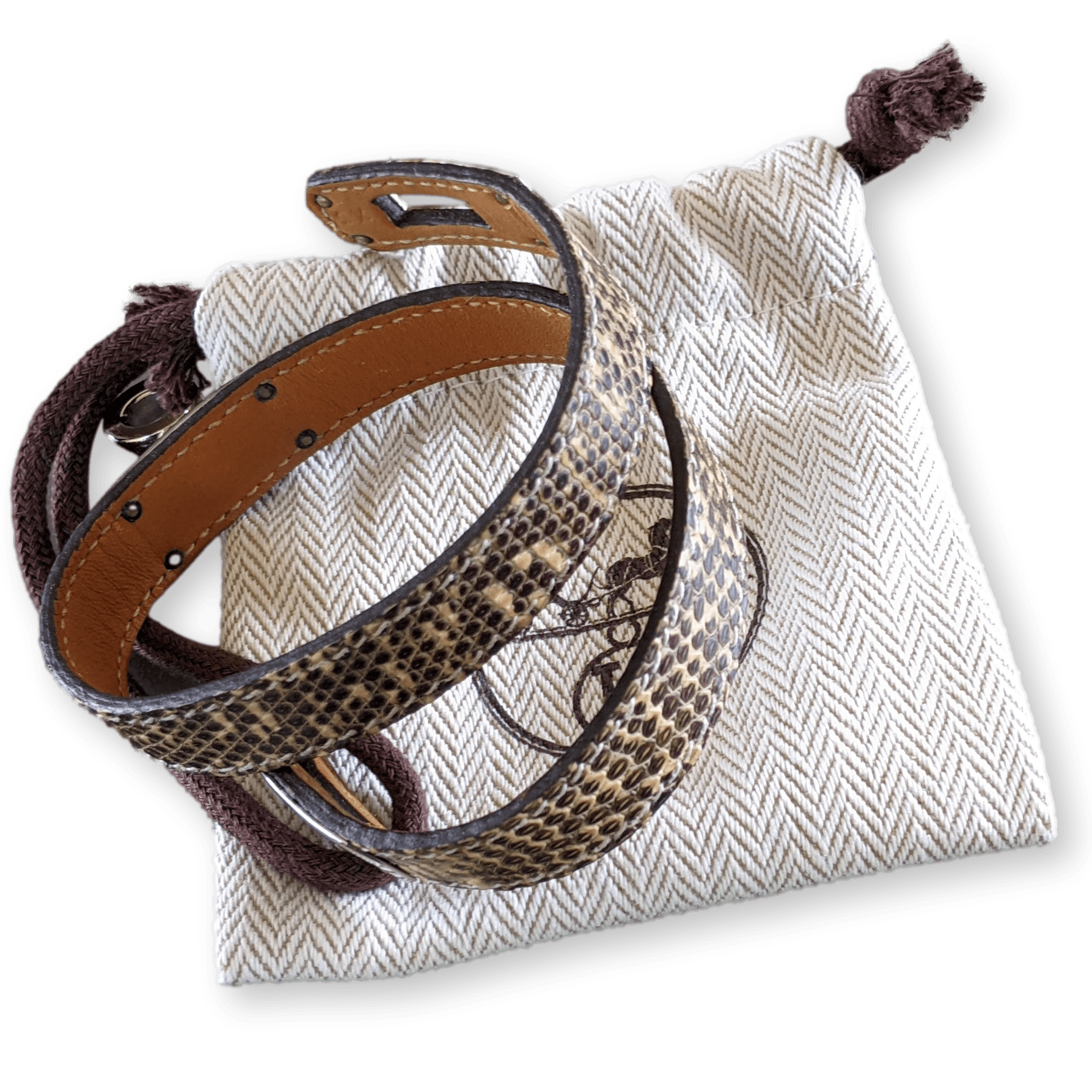 HERMES Ombre Lizard Kelly Double Tour Unisex Bracelet Sz XS