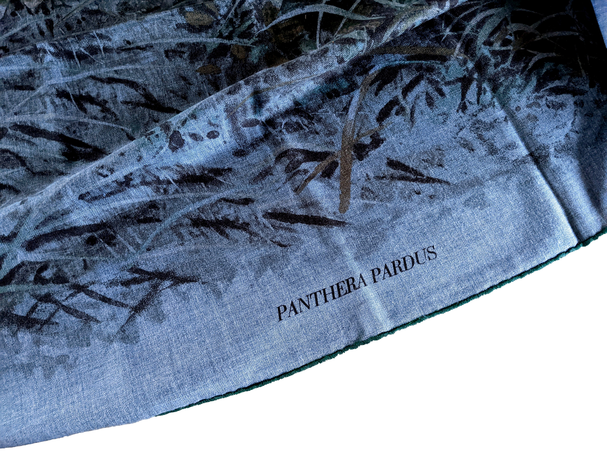 Produits Hermes 2016 Jeans/Noir "Panthera Pardus" by Robert Dallet Cashmere Shawl 140,