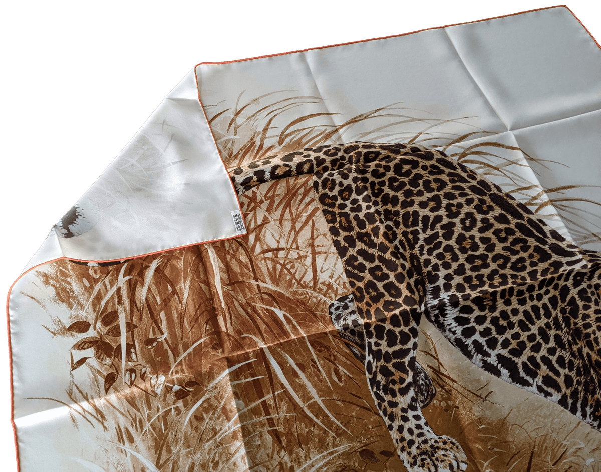 HERMES PANTHERA PARDUS 2016 Orange/White by Robert Dallet Twill 90 x 90 cm, Box!