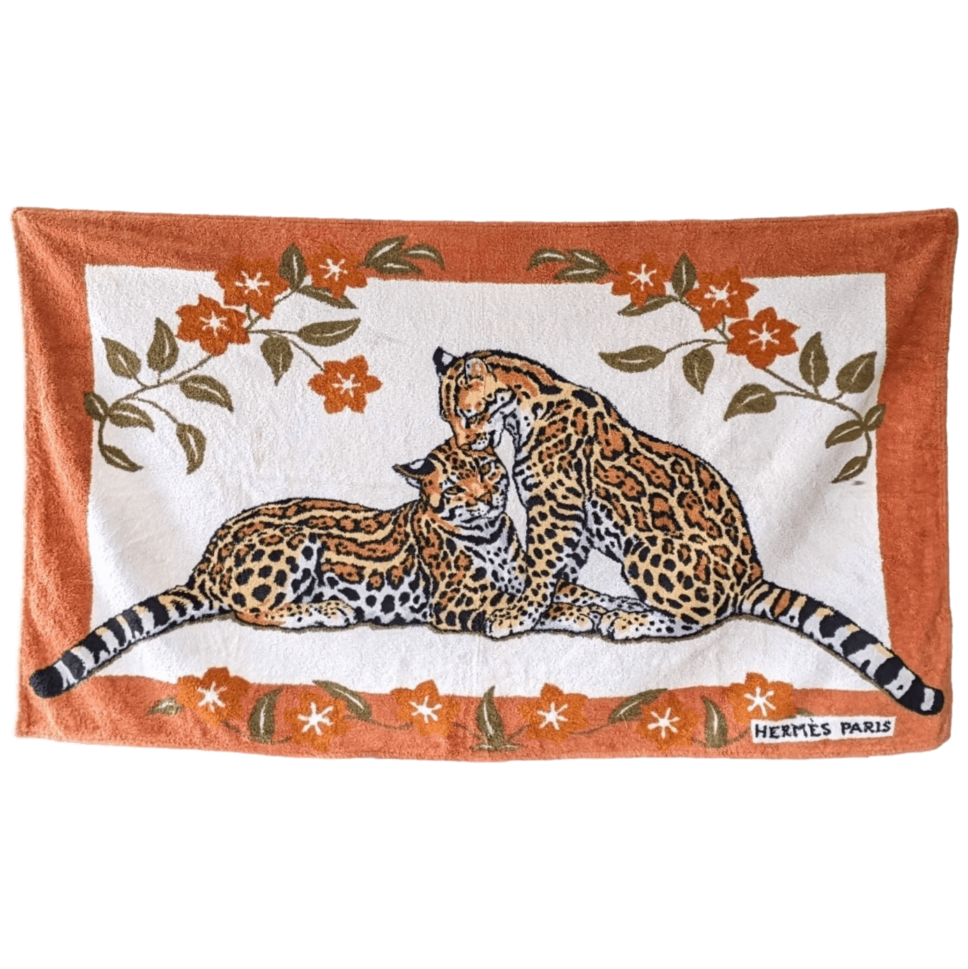 HERMES Pantheres Beach Towel 90 x 150 cm