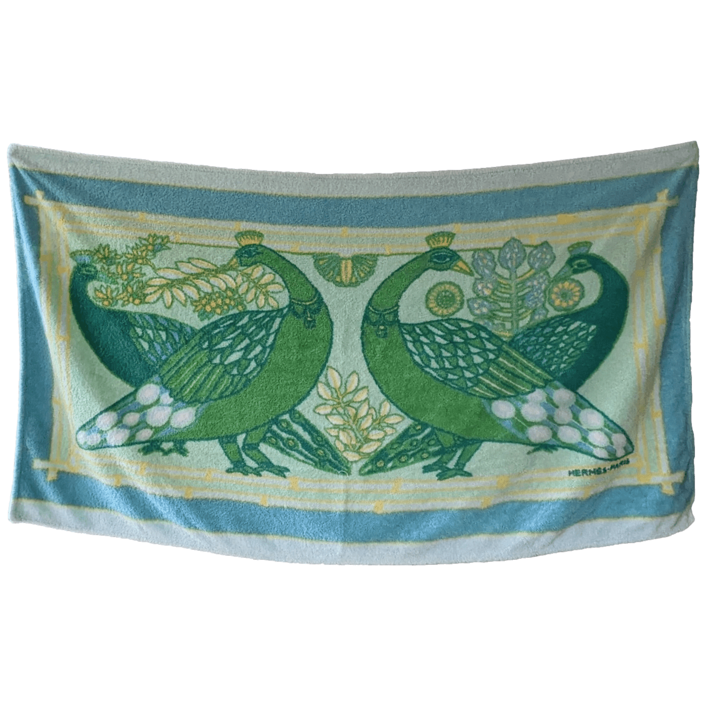 HERMES PAONS Cotton Terry Animal Print Towel 90 x 150 cm