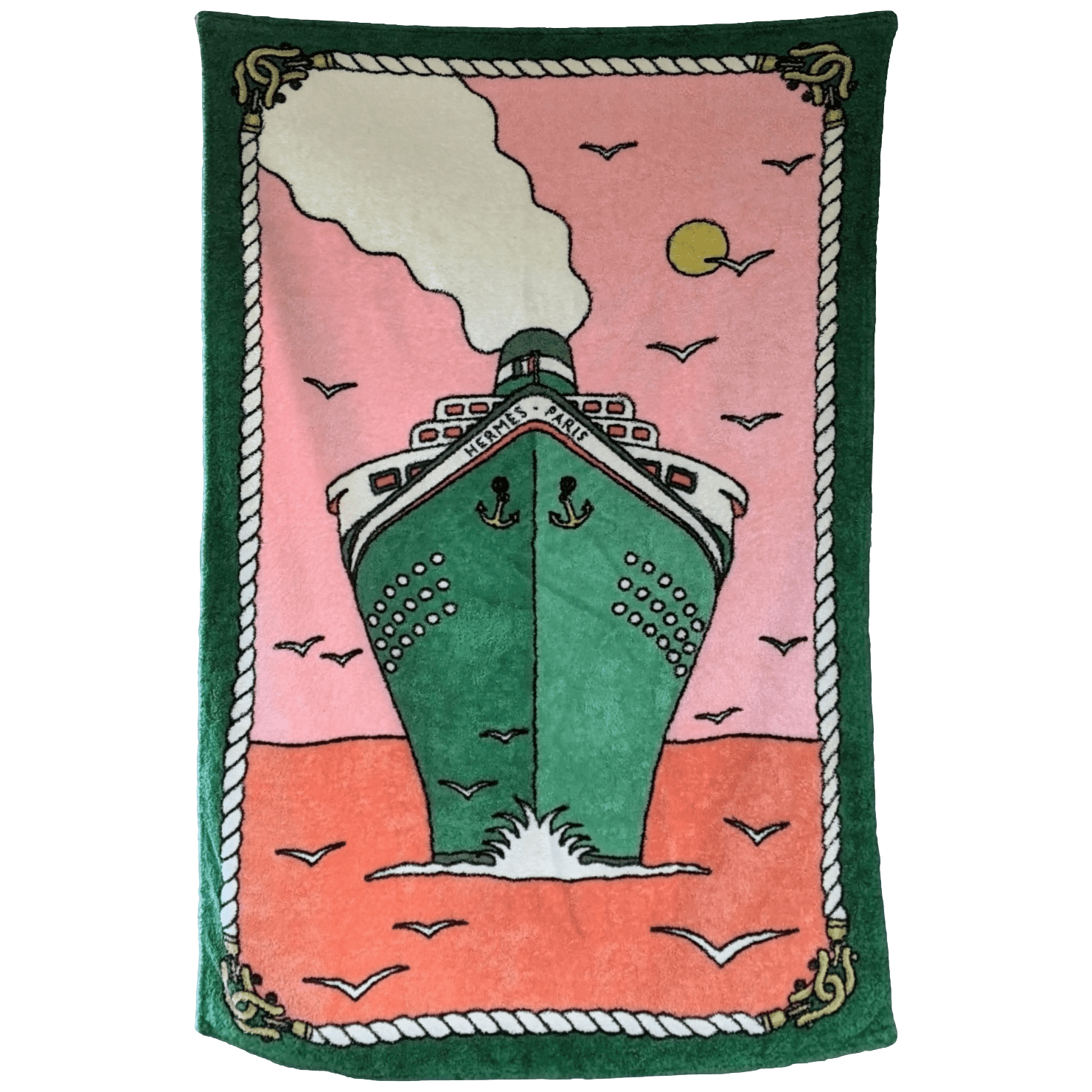 HERMES Paquebot Tapis de Plage Terry Beach Towel 90 x 150 cm