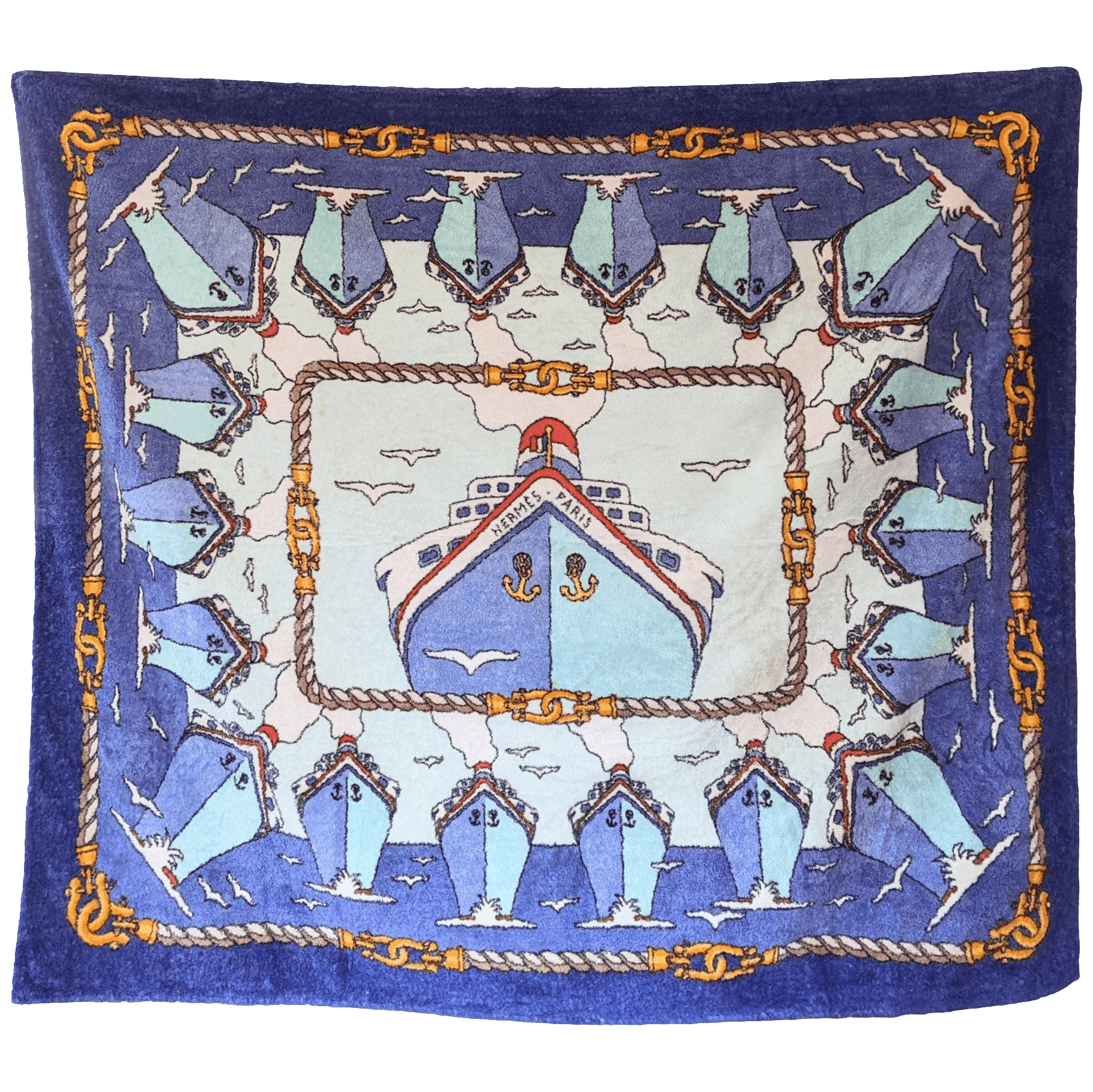 HERMES Paquebot XXL Twin Beach Towel Cotton 140 x 160 cm