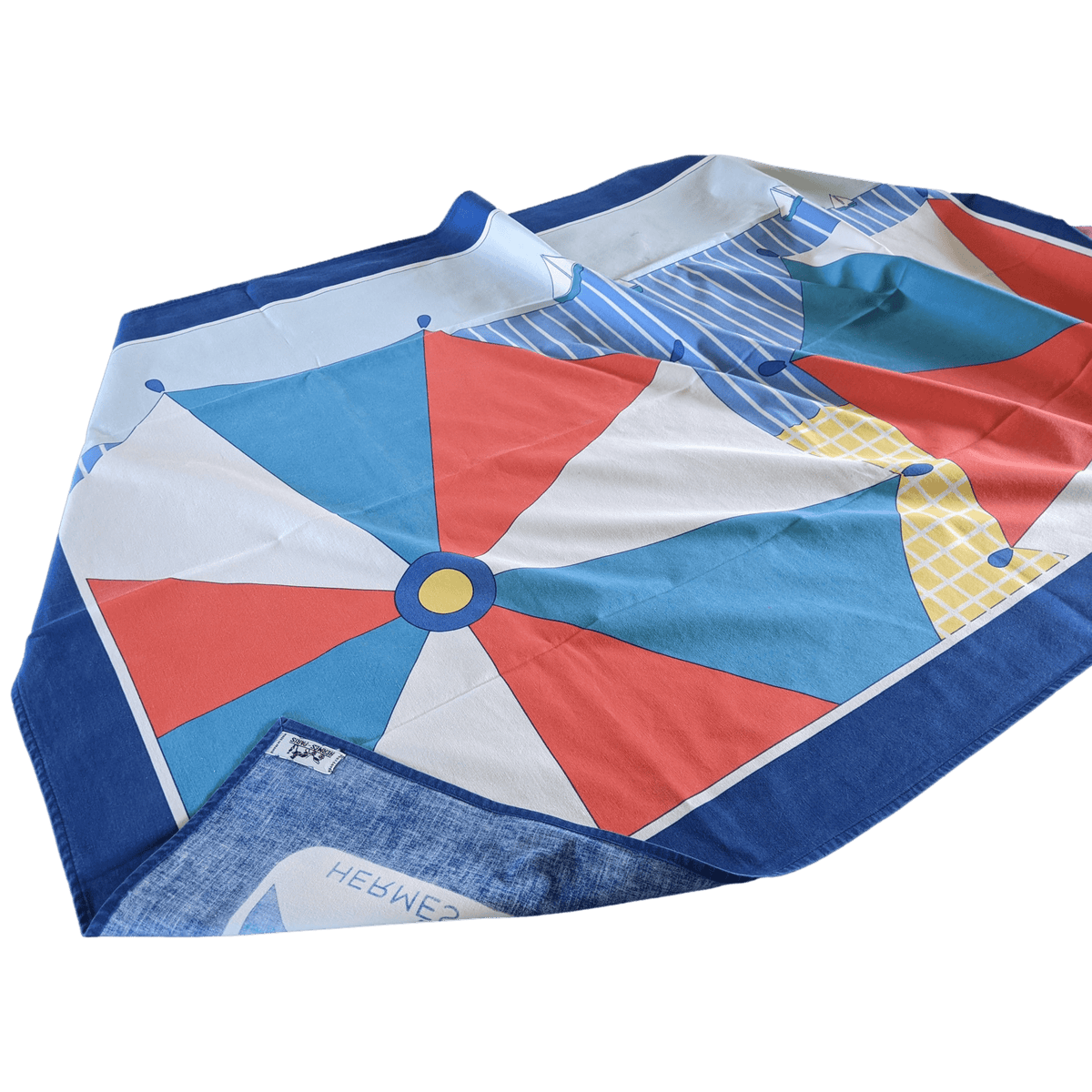 HERMES Vintage Parasols Cotton Tablecloth 150 x 182 cm