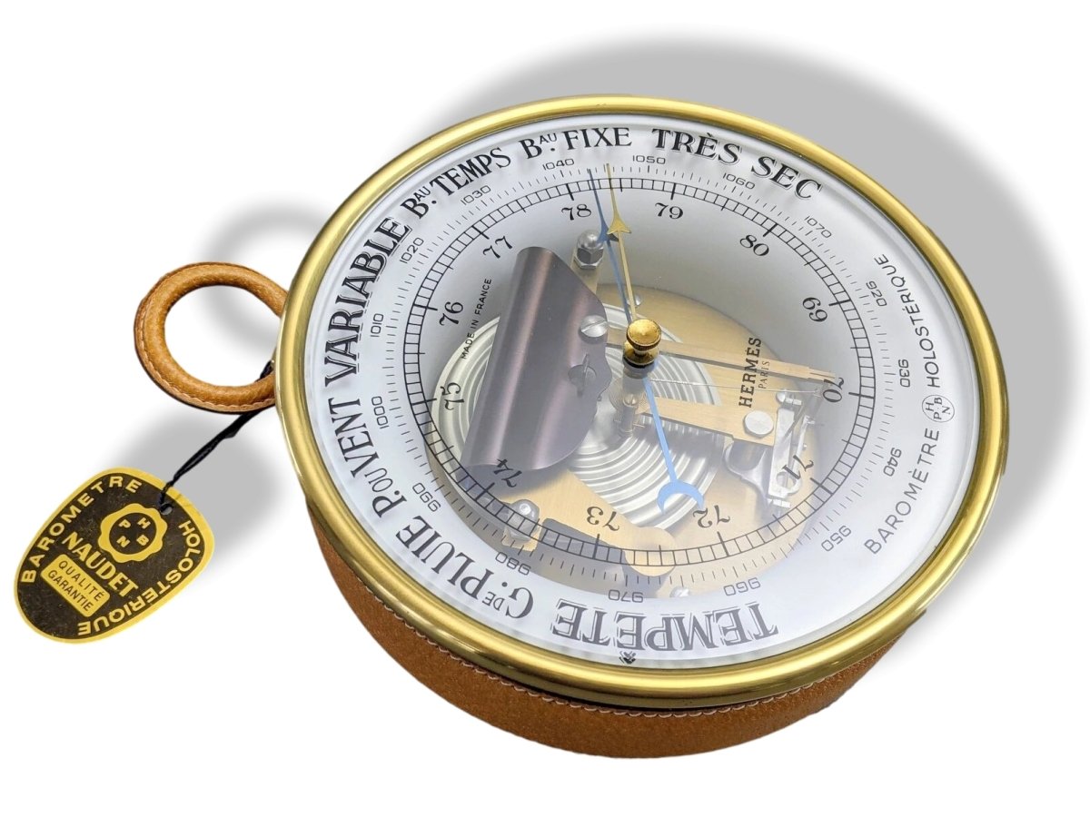 HERMES Paris by Naudet - Dourde Luxury Pecari Holosteric Barometer 16,5 cm NWT, Rare!. - poupishop