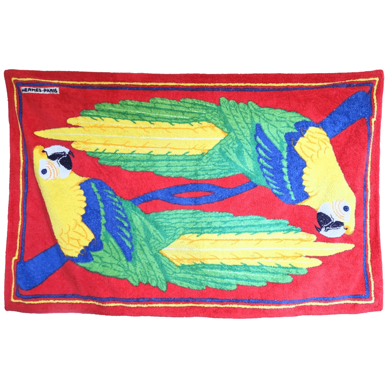 HERMES Parrots Terry Beach Towel 90 x 150 cm