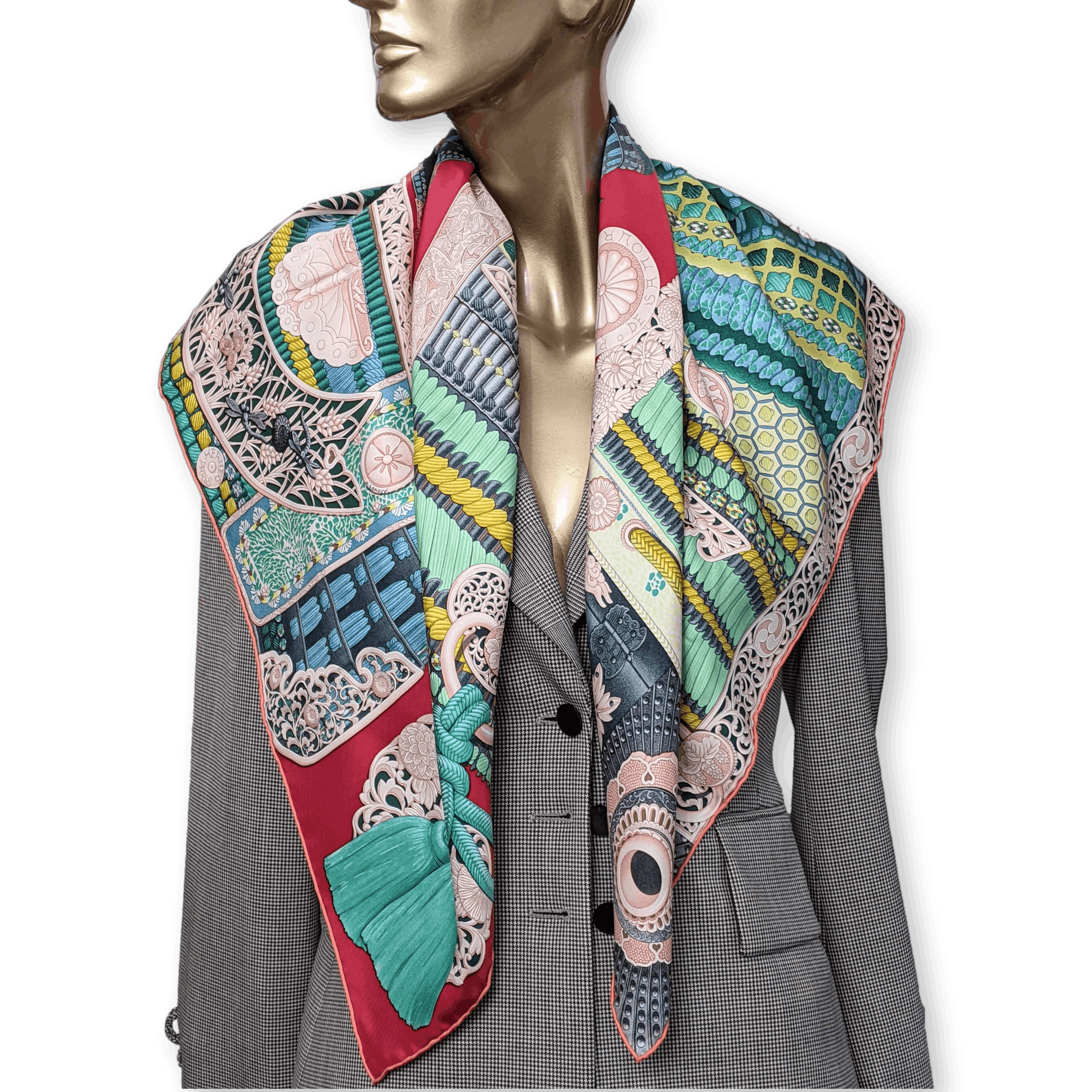 HERMES 2017 Parures de Samourais Samurais Silk Scarf 90 x 90 cm