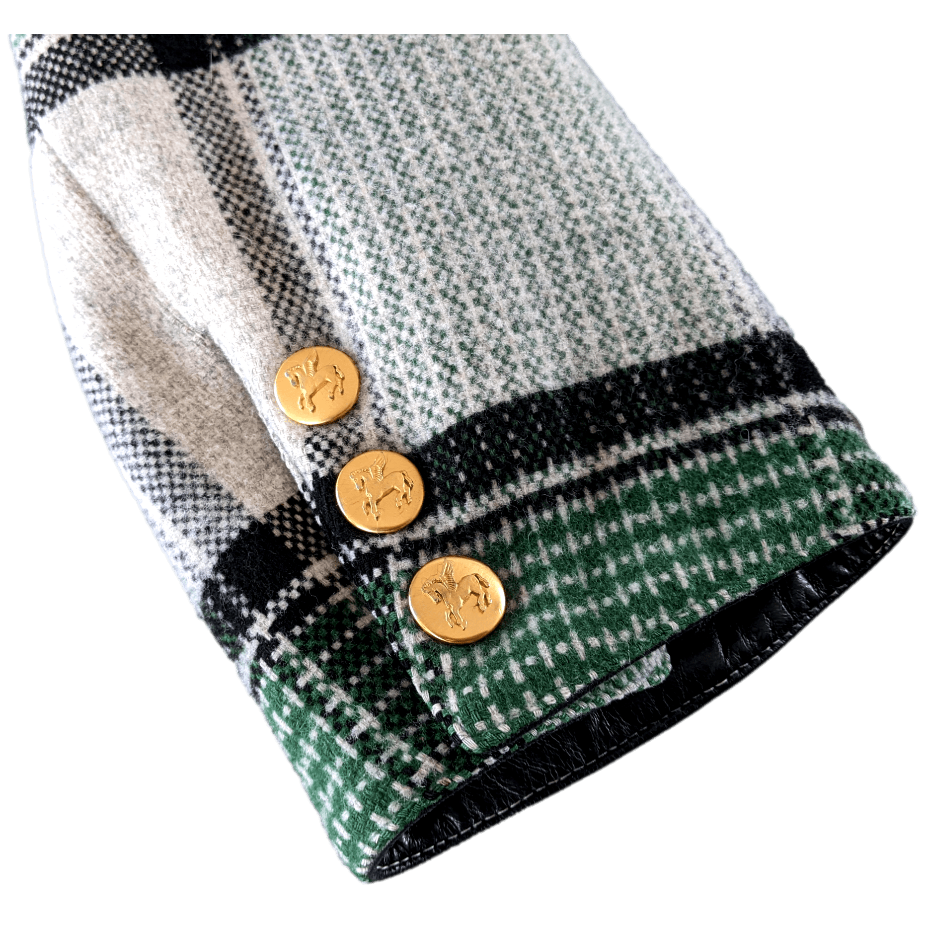 HERMES PEGASUS Women's Vintage Wool/Lambskin Tartan Plaid jacket F44