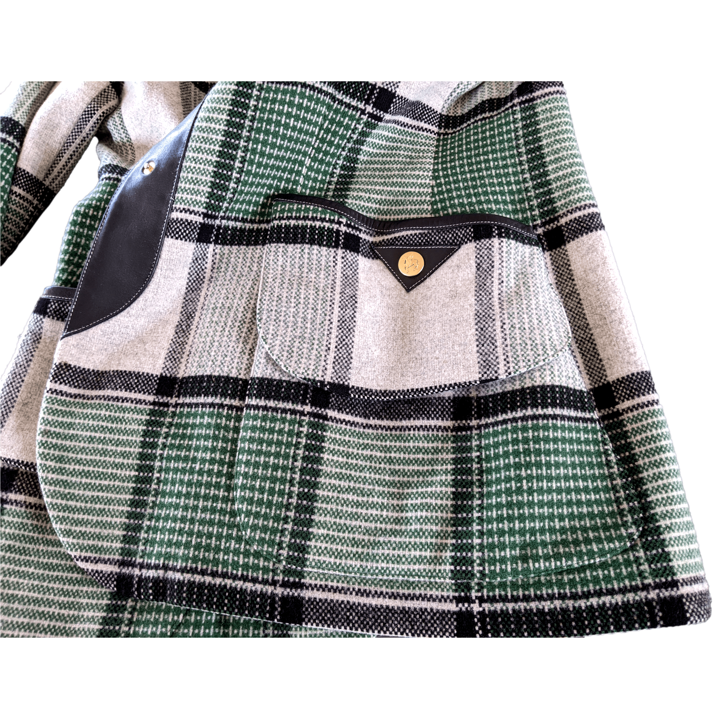 HERMES PEGASUS Women's Vintage Wool/Lambskin Tartan Plaid jacket F44