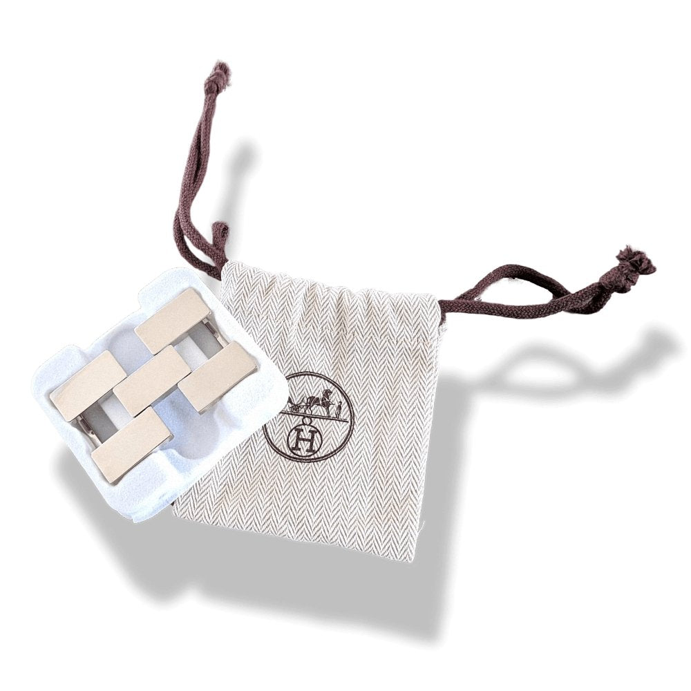 Hermes Plated silver and Palladium ARTICULEE Belt Buckle 32 mm, New with Pouch! - poupishop