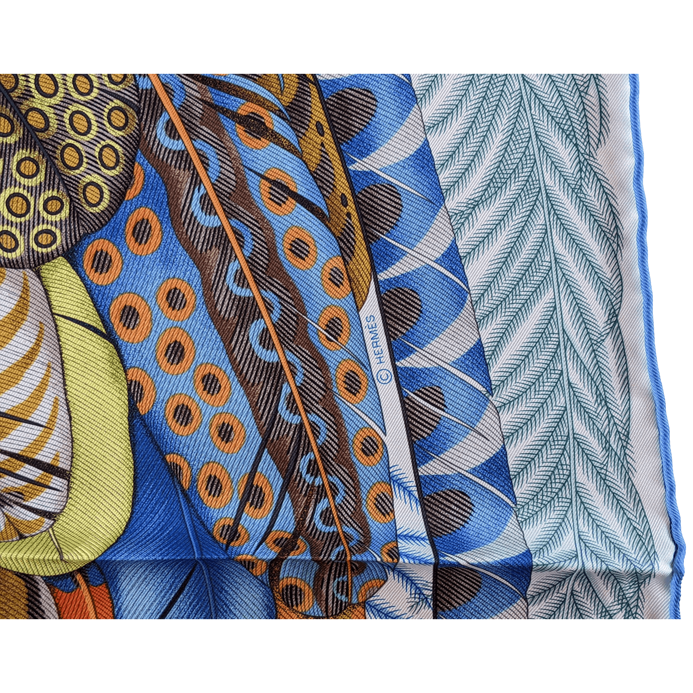 HERMES 2020 Plumes en Fete Twill Silk Scarf 90 x 90 cm