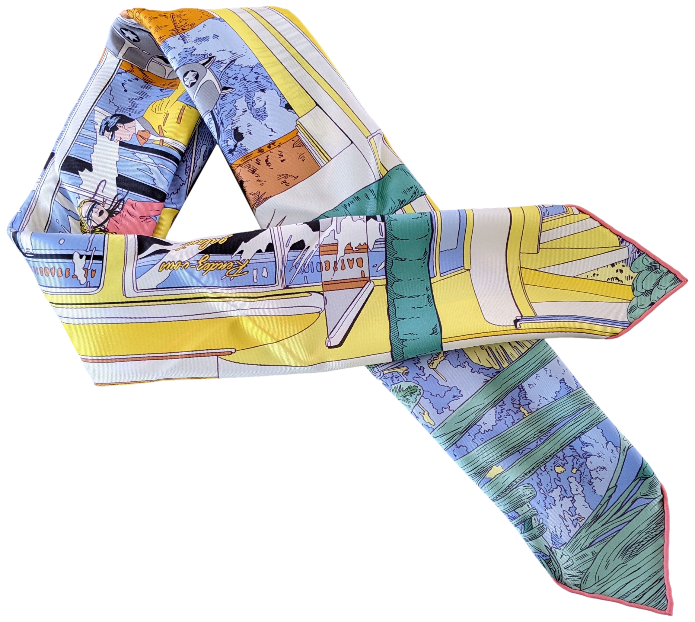 HERMES (JUT100) RENDEZ-VOUS GALANT Silk Scarf 70 x 70 cm