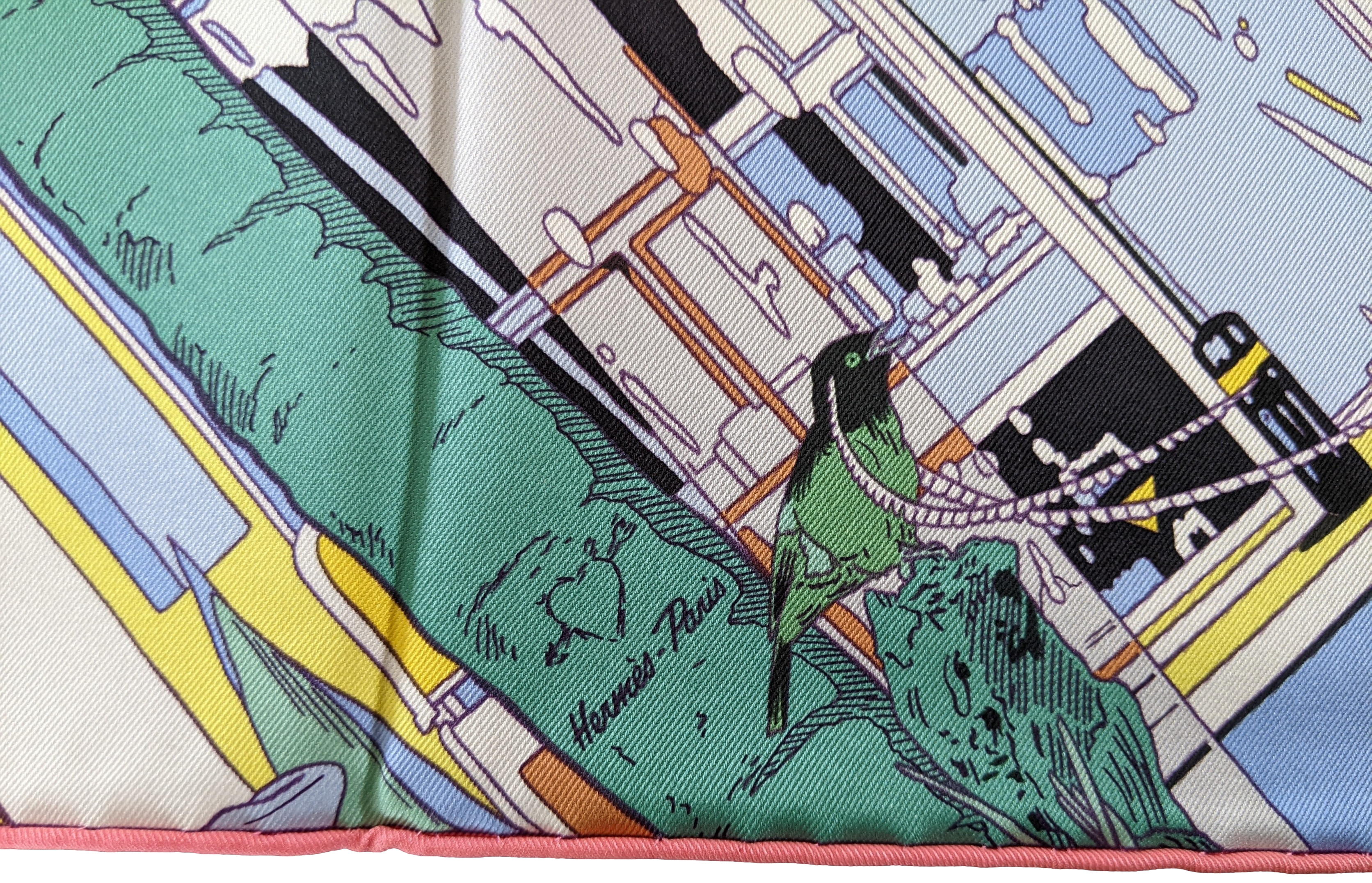 HERMES (JUT100) RENDEZ-VOUS GALANT Silk Scarf 70 x 70 cm