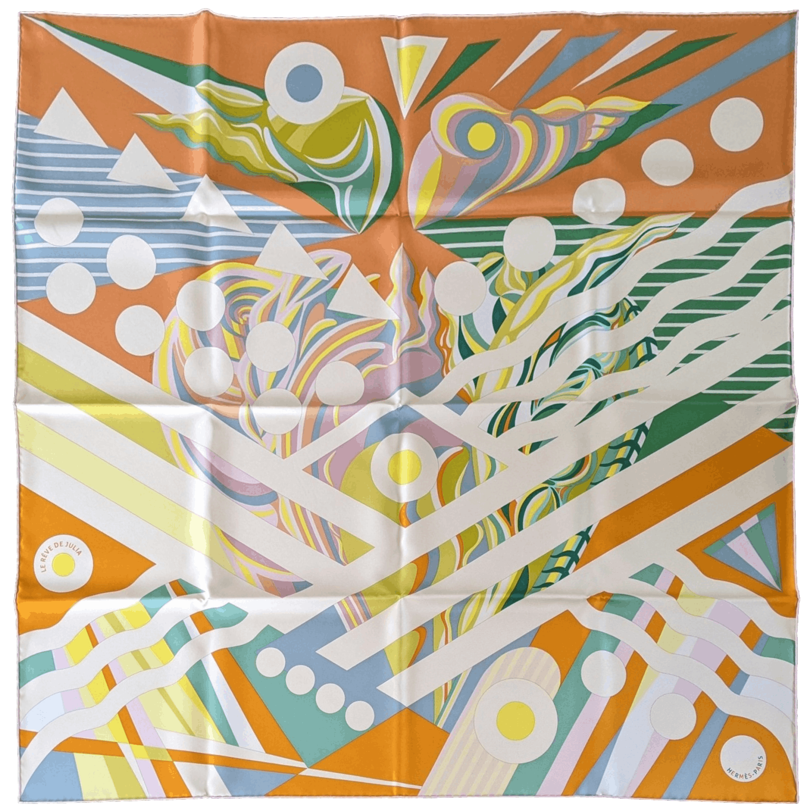 HERMES Reve de Julia Silk Scarf 90