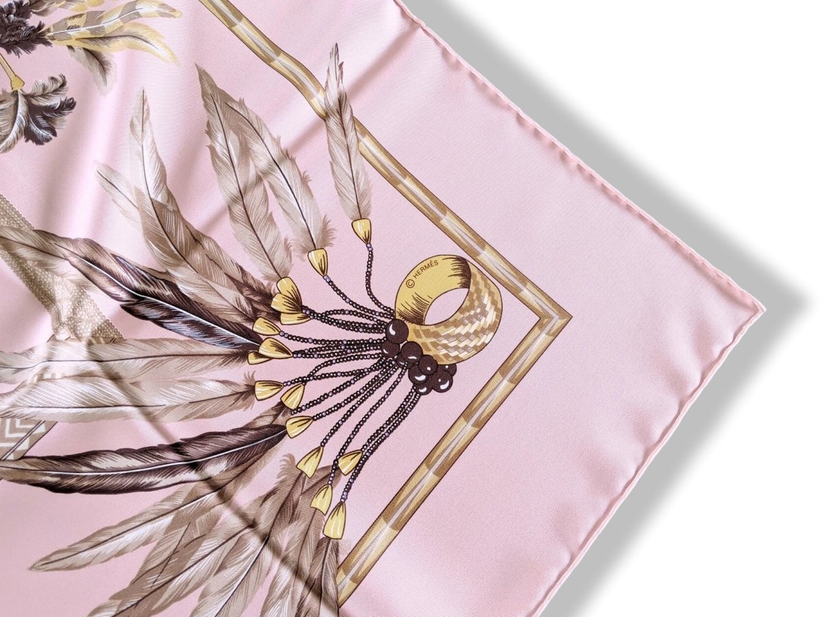 Hermes Rose Pâle BRAZIL by Laurence Bourthoumieux Twill Silk 90cm, New! - poupishop