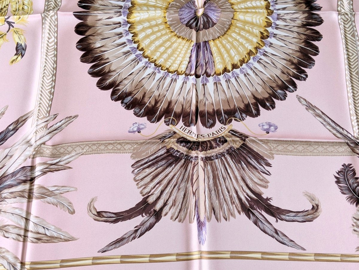 Hermes Rose Pâle BRAZIL by Laurence Bourthoumieux Twill Silk 90cm, New! - poupishop