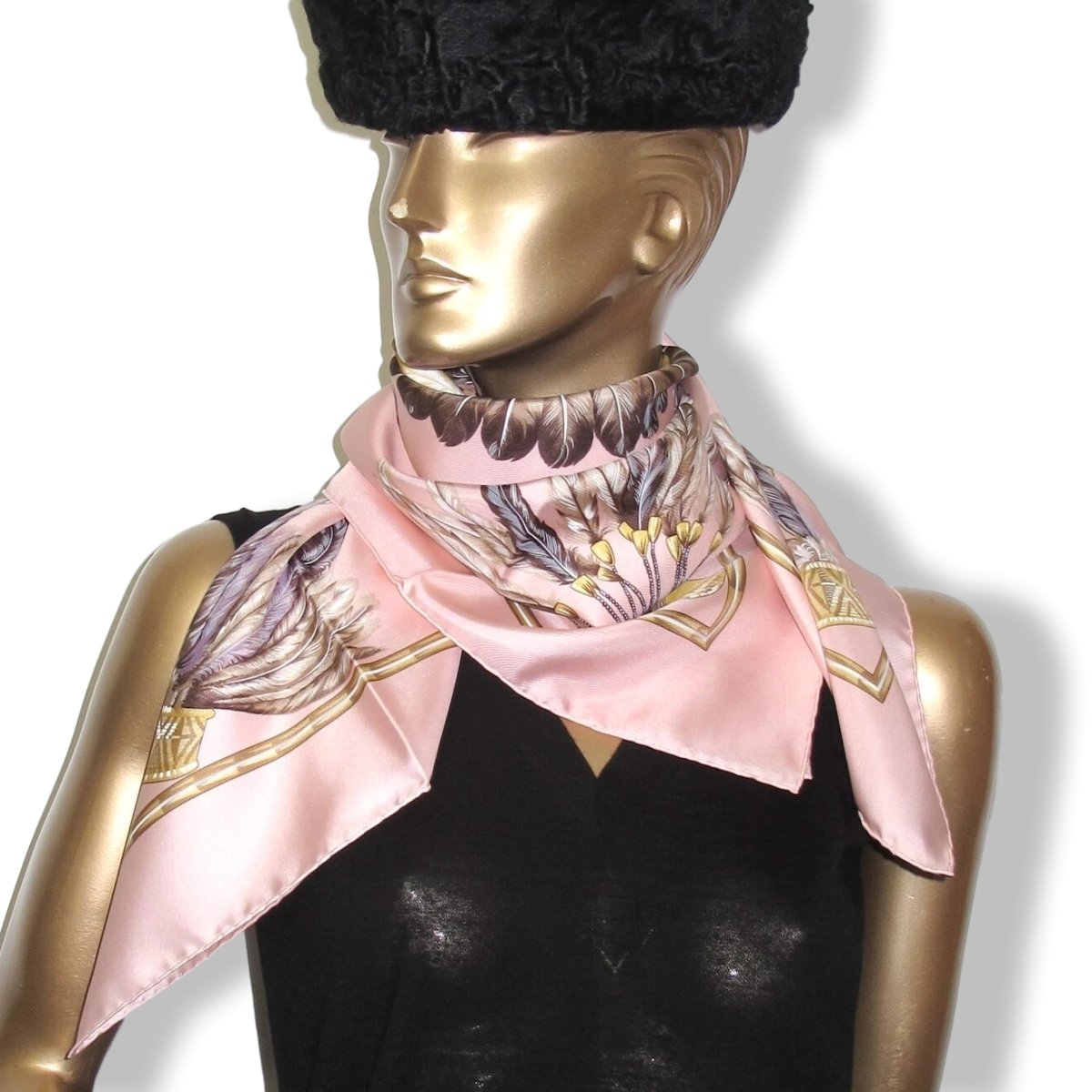 Hermes Rose Pâle BRAZIL by Laurence Bourthoumieux Twill Silk 90cm, New! - poupishop