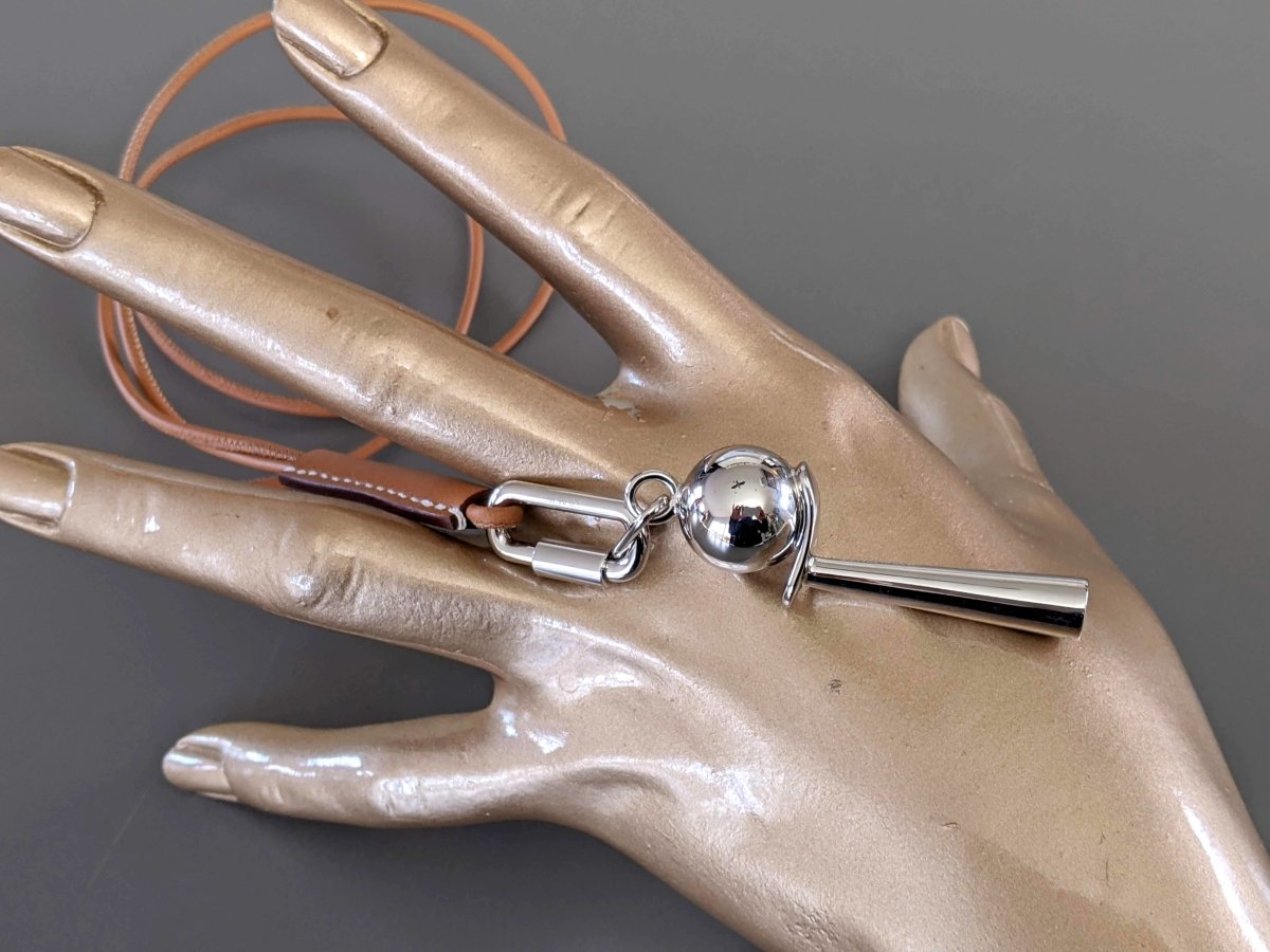 Hermes Shiny Silver and Palladium Whistle SIFFLET CURIOSITE CHARM Curiosity Pendant Breloque, New!