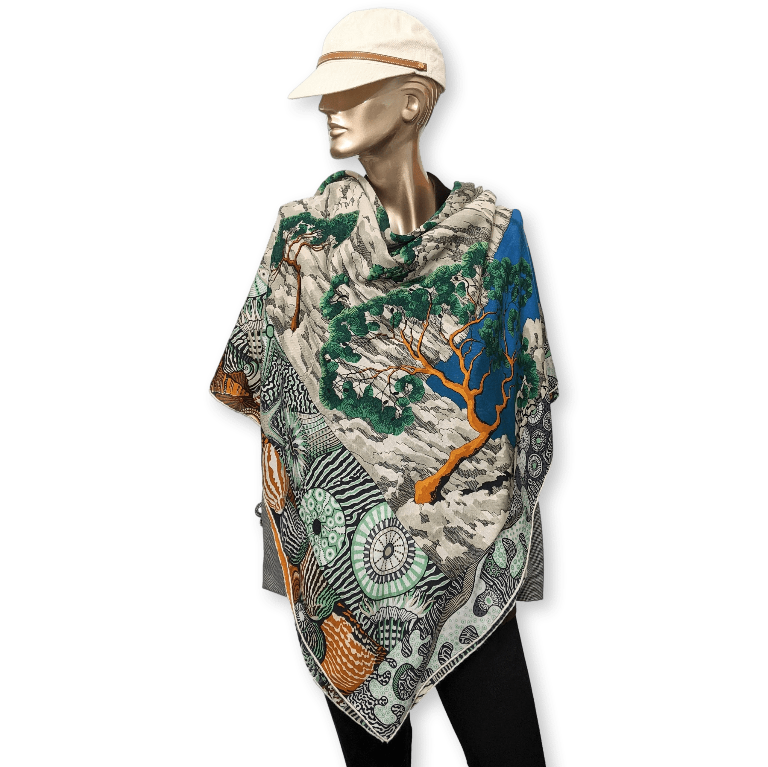 HERMES 2016 Sieste au Paradis by Aline Honore Cashmere Shawl 140 x 140 cm