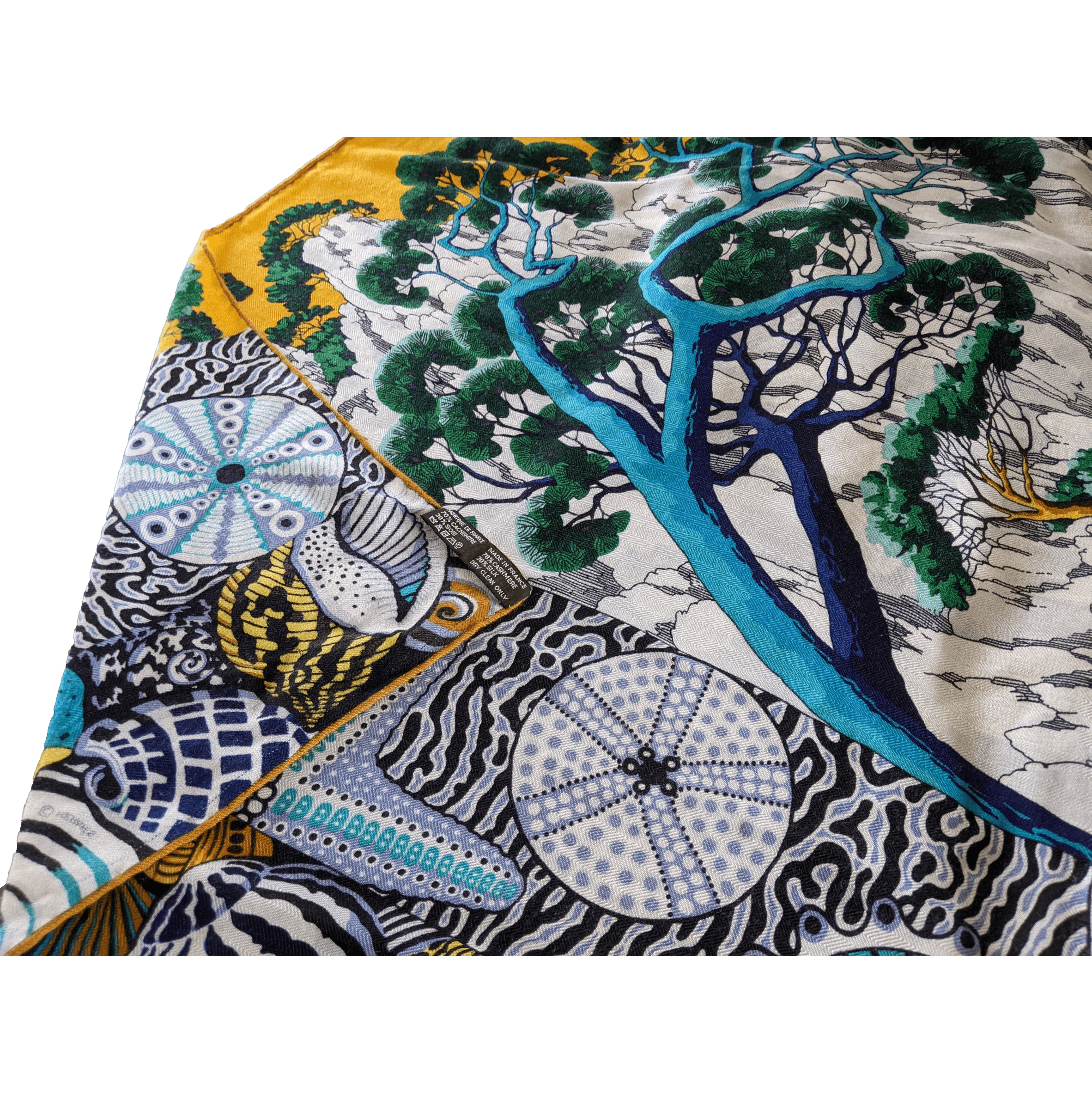 HERMES 2016 Sieste au Paradis by Aline Honore Cashmere 70% Shawl 140 x 140 cm