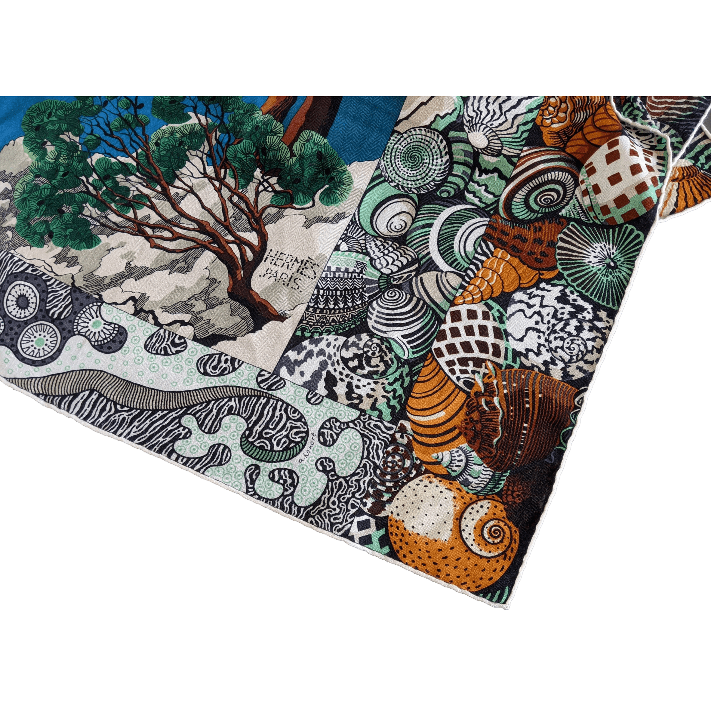 HERMES 2016 Sieste au Paradis by Aline Honore Cashmere Shawl 140 x 140 cm