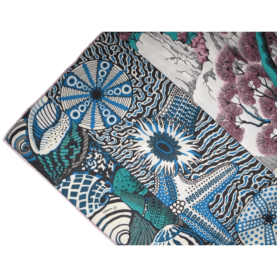 HERMES 2016 Sieste au Paradis by Aline Honore Cashmere Shawl 140 x 140 cm