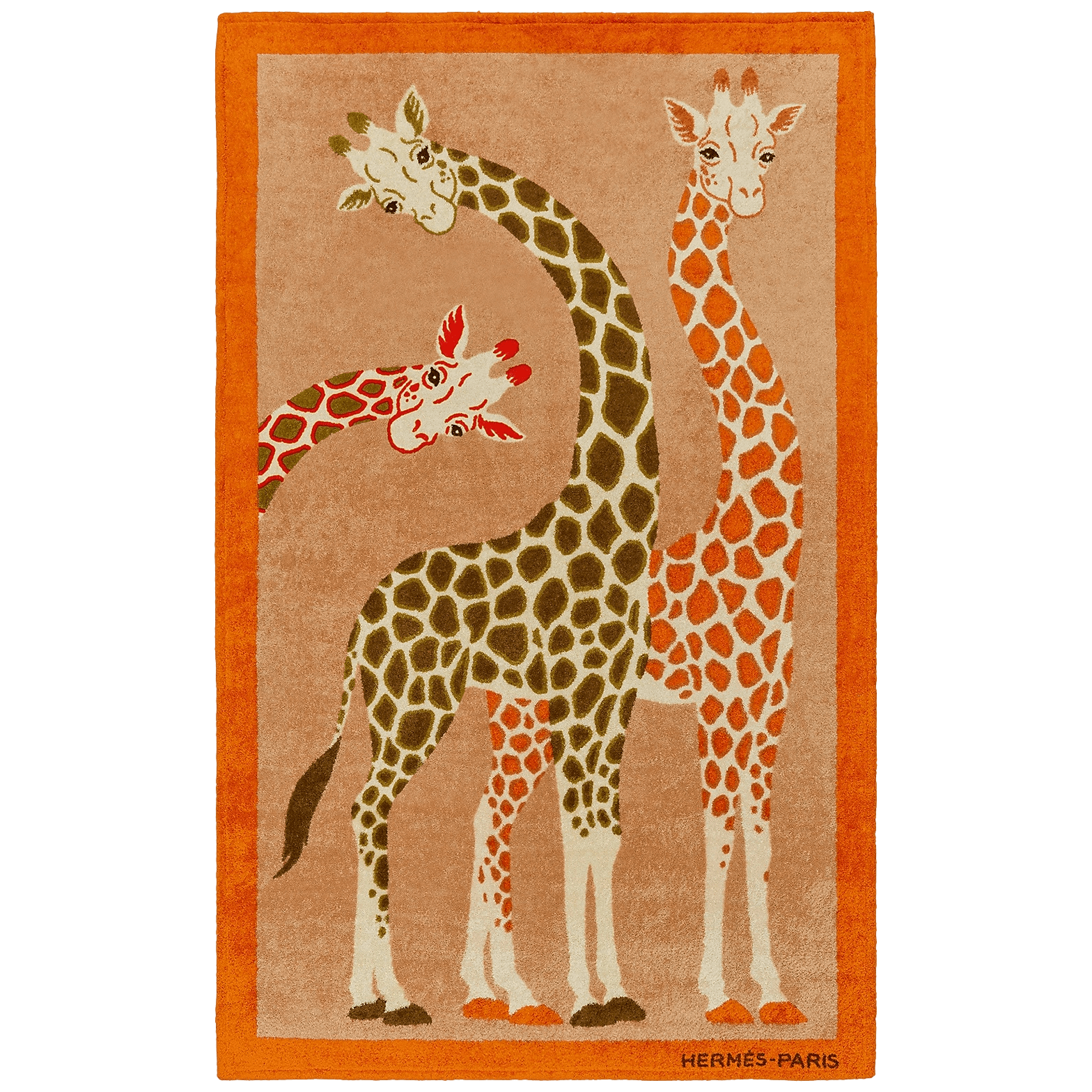 HERMES Tapis de Plage Lot de 2 (Sisters girafes, Pince moi Homard) Towels 90 x 150 cm
