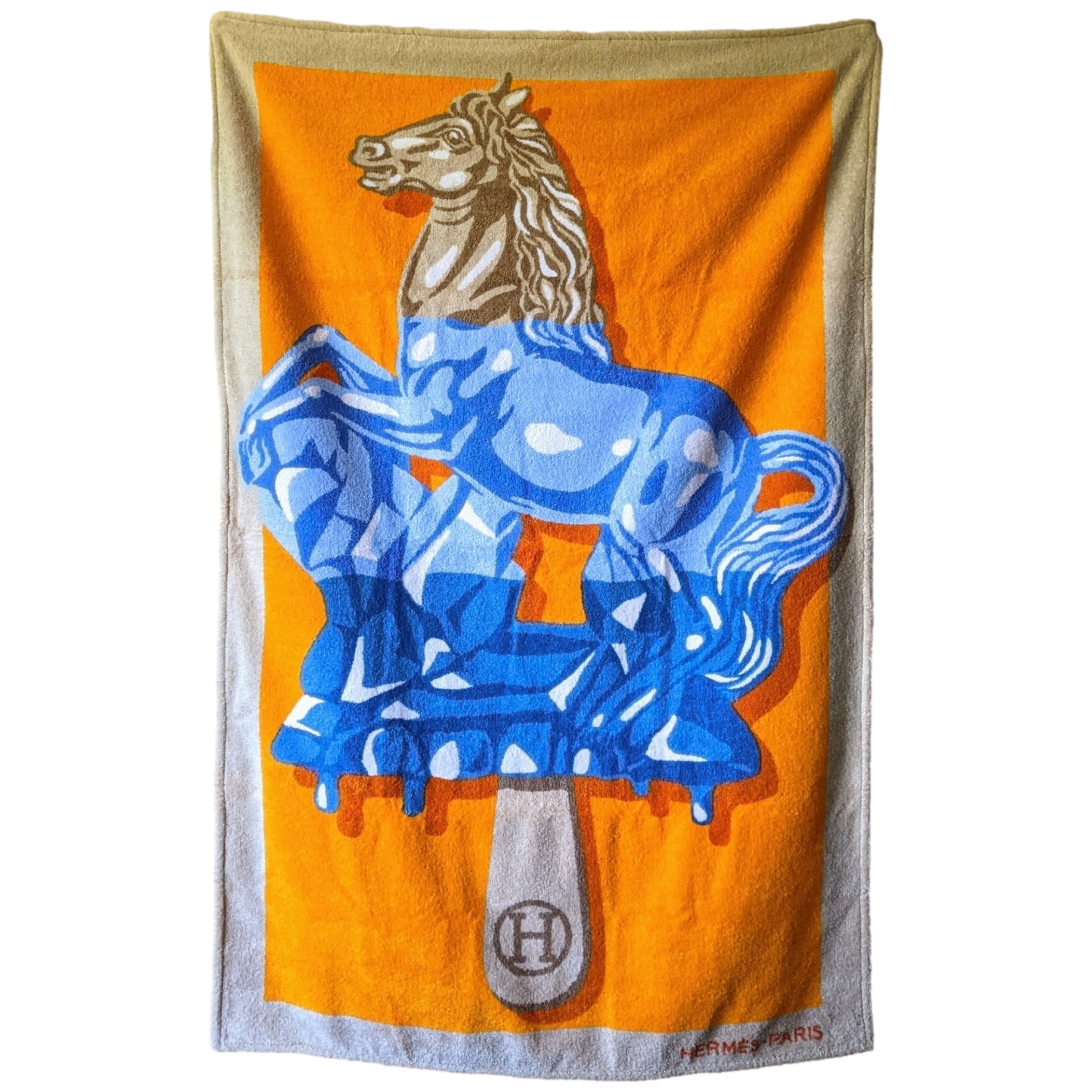 HERMES SUCCULENT TRISTAAN Horse Terry Beach Towel 90 x 150 cm