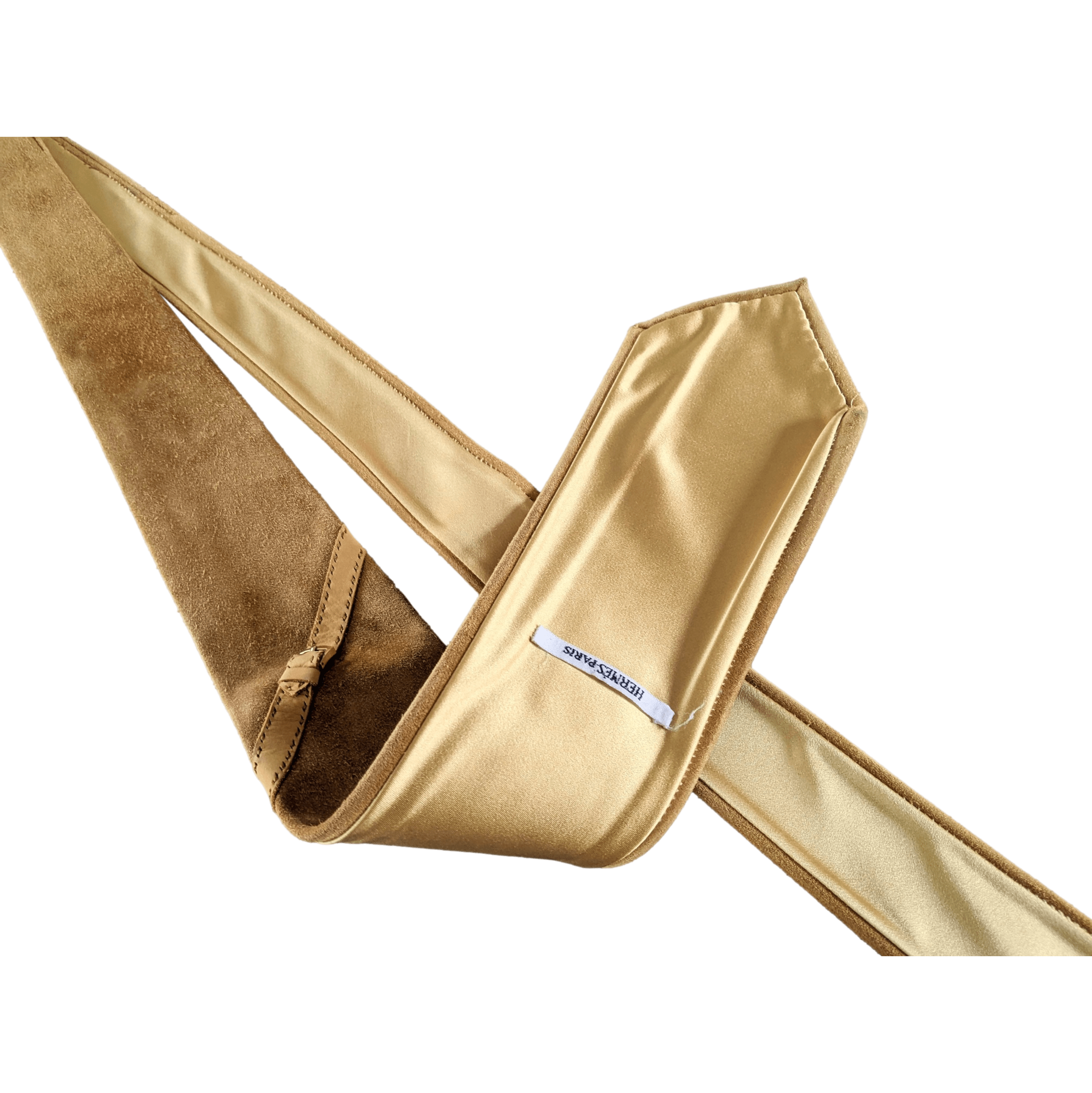 HERMES 1960s Suede Tie Lined with Satin of Silk 9cm