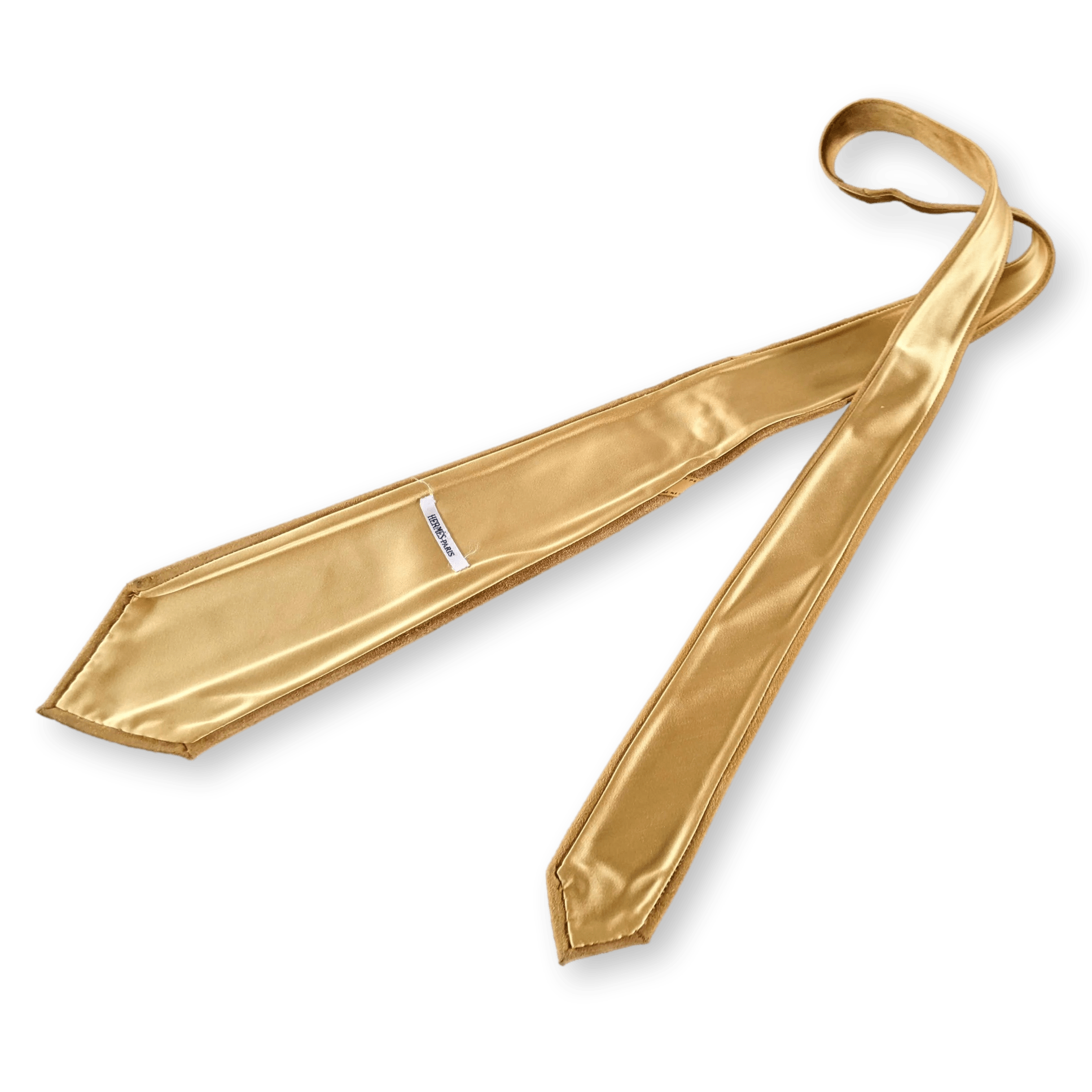 HERMES 1960s Suede Tie Lined with Satin of Silk 9cm