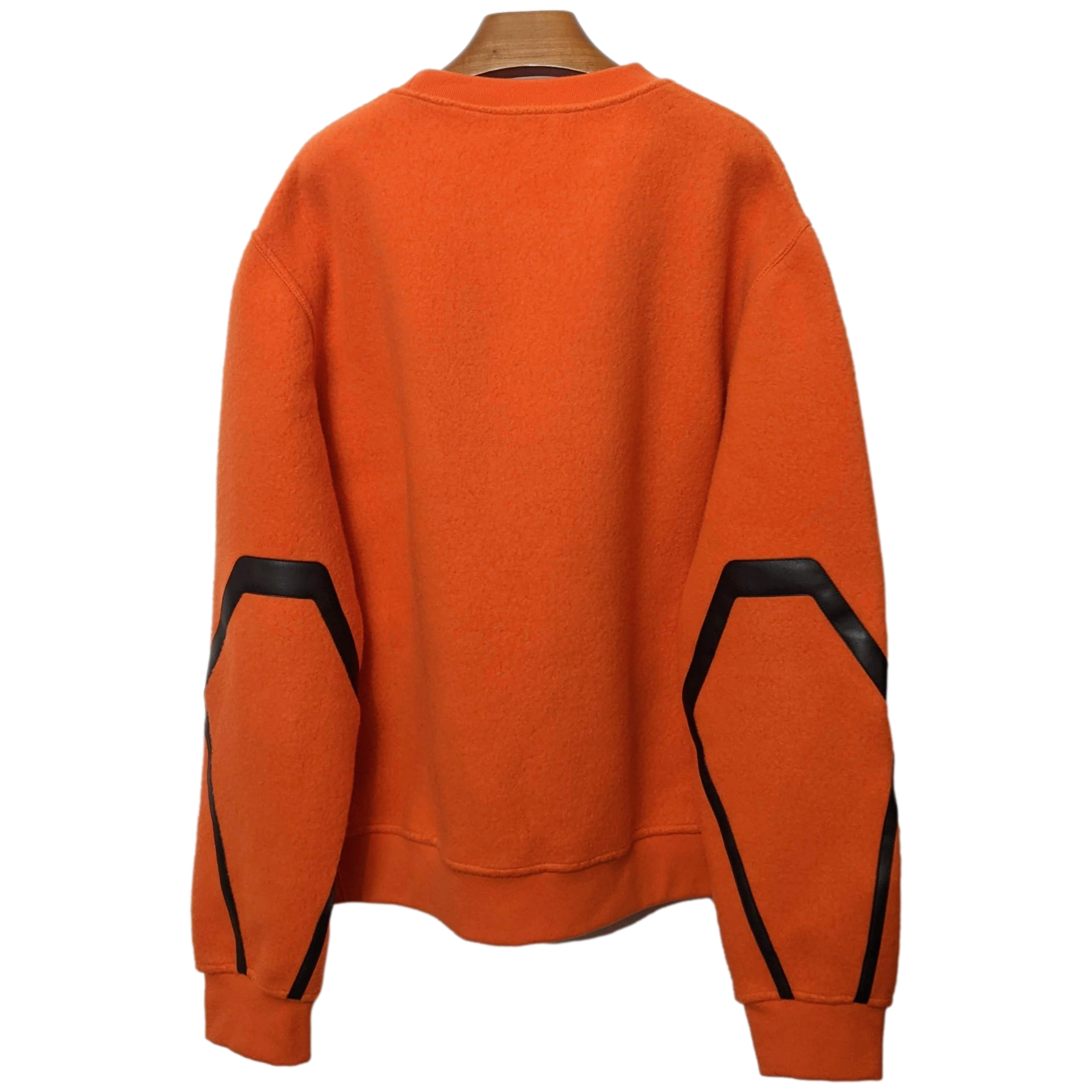 HERMES SWEAT COL ROND DETAIL CUIR Teddy Wool Crew-Neck Sweater SzL