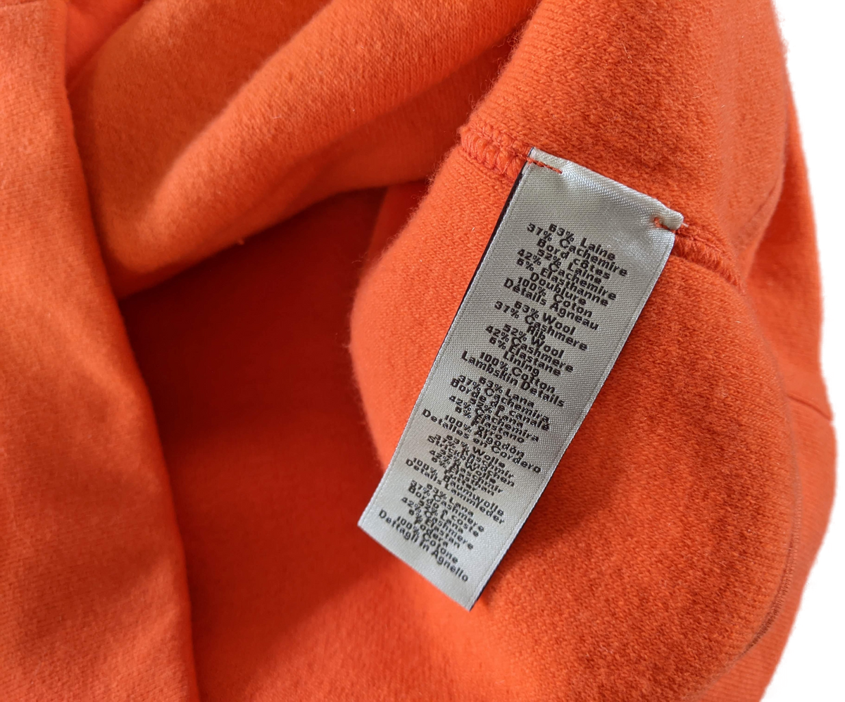 HERMES SWEAT COL ROND DETAIL CUIR Teddy Wool Crew-Neck Sweater SzL