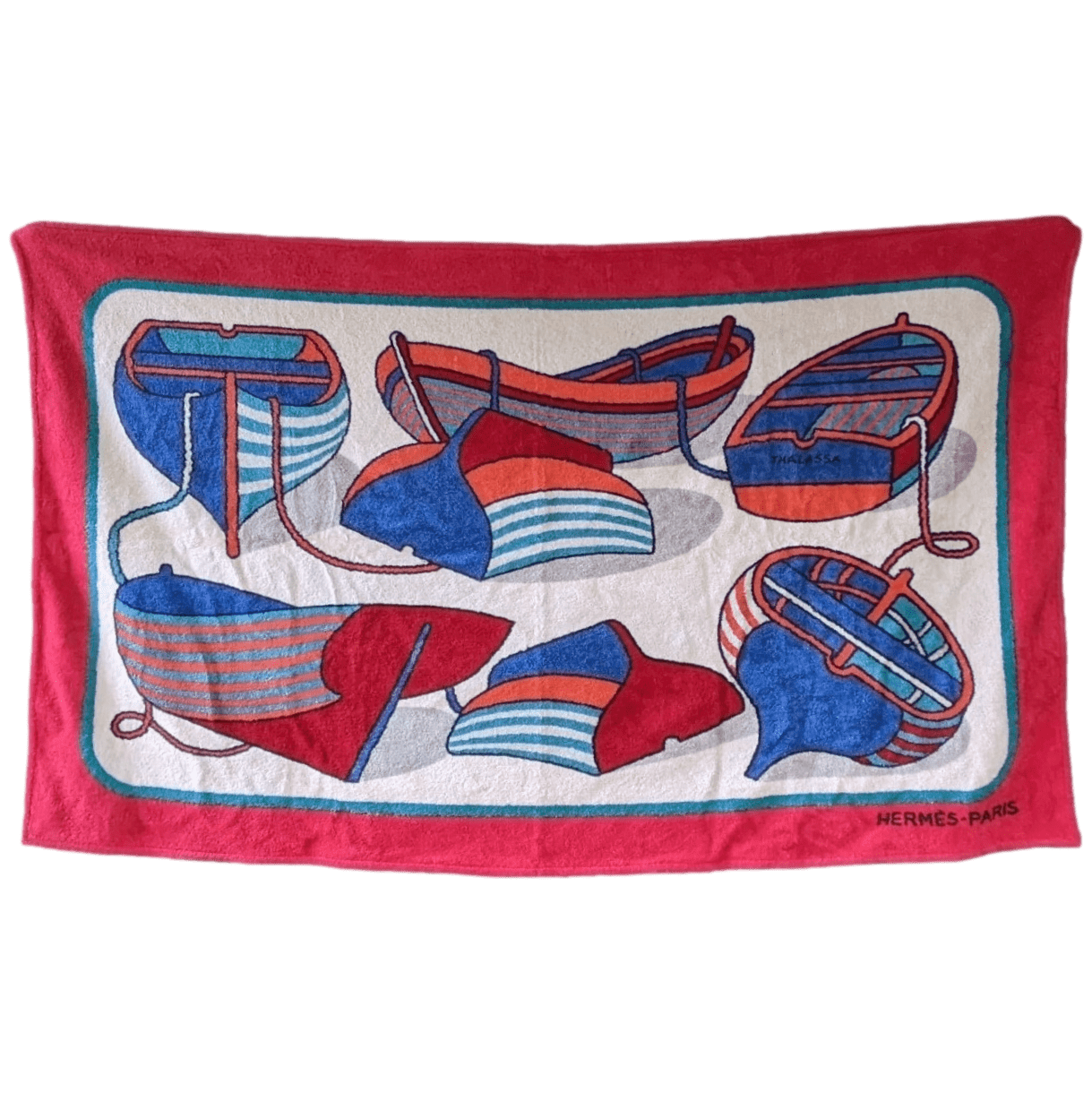 HERMES Thalassa Red Tapis de Plage Terry Beach Towel GM 90 x 150 cm