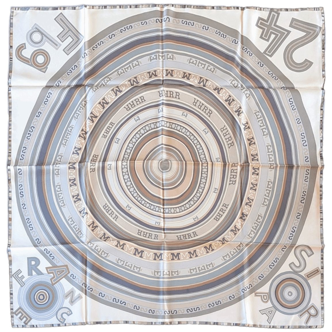 HERMES Tohu Bohu Claudia Stuhlhofer-Mayr Scarf 90 Silk Twill With Box Researched Palette