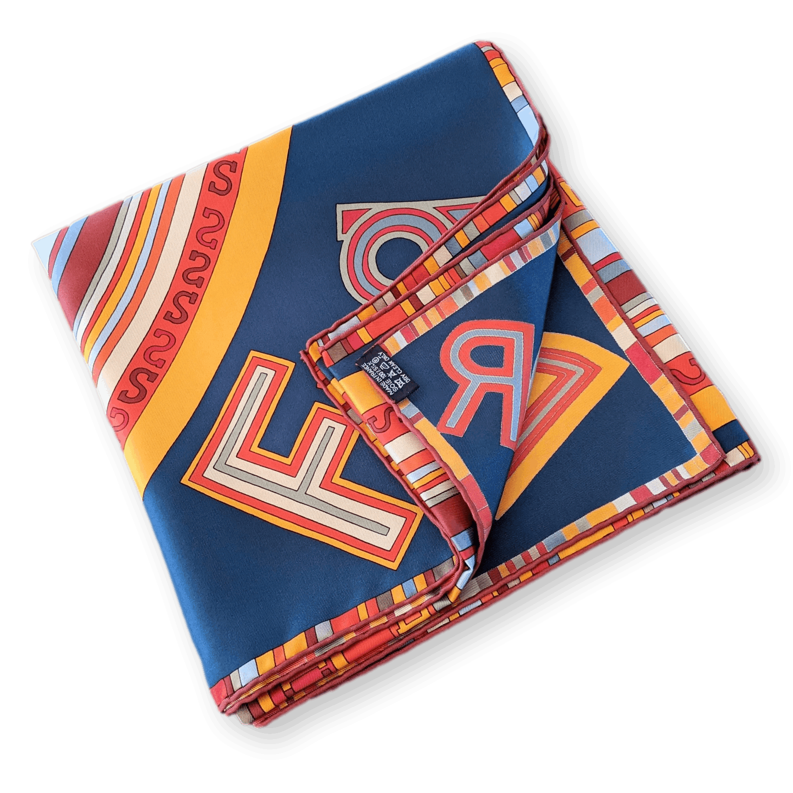 HERMES Tohu Bohu Claudia Stuhlhofer-Mayr Scarf 90 Silk Twill With Box Rare Blue Multicolor