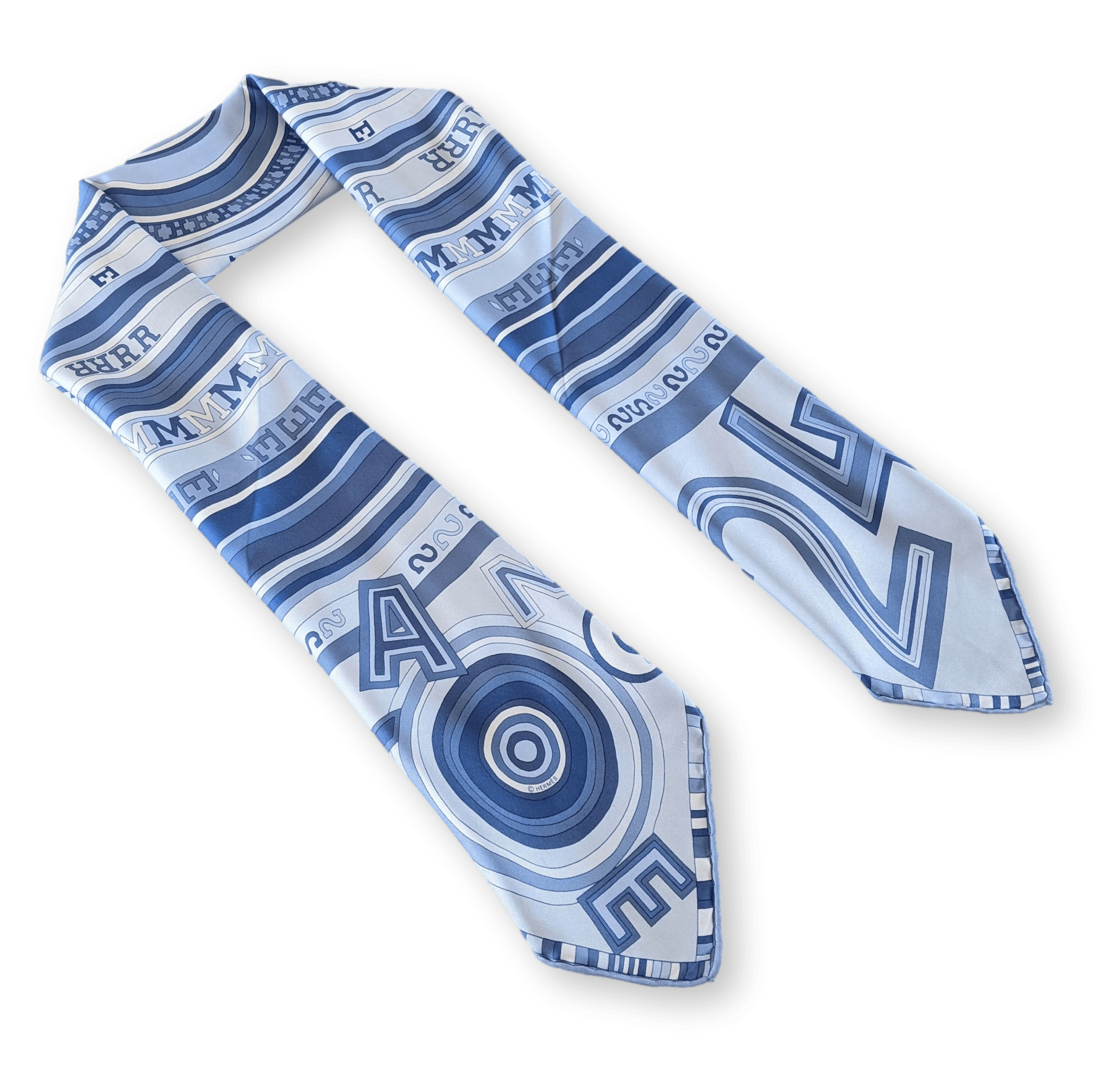HERMES Blue Tohu Bohu Twill Silk Scarf 90 x 90 cm