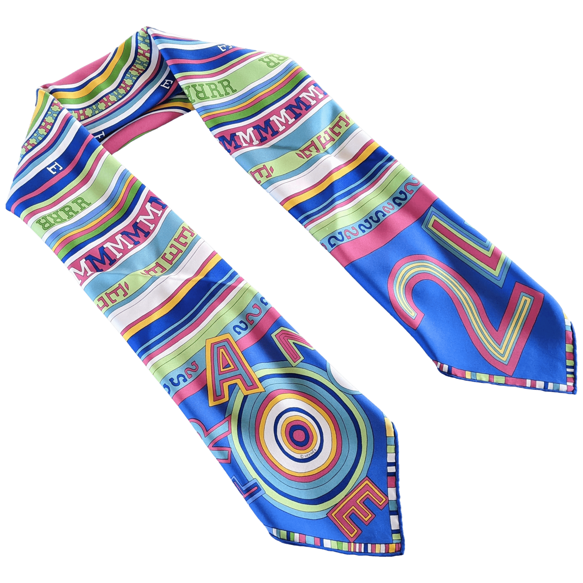HERMES Cobalt Bluei Tohu Bohu by Claudia Sthulhofer-Mayr Twill Silk Scarf 90 x 90 cm