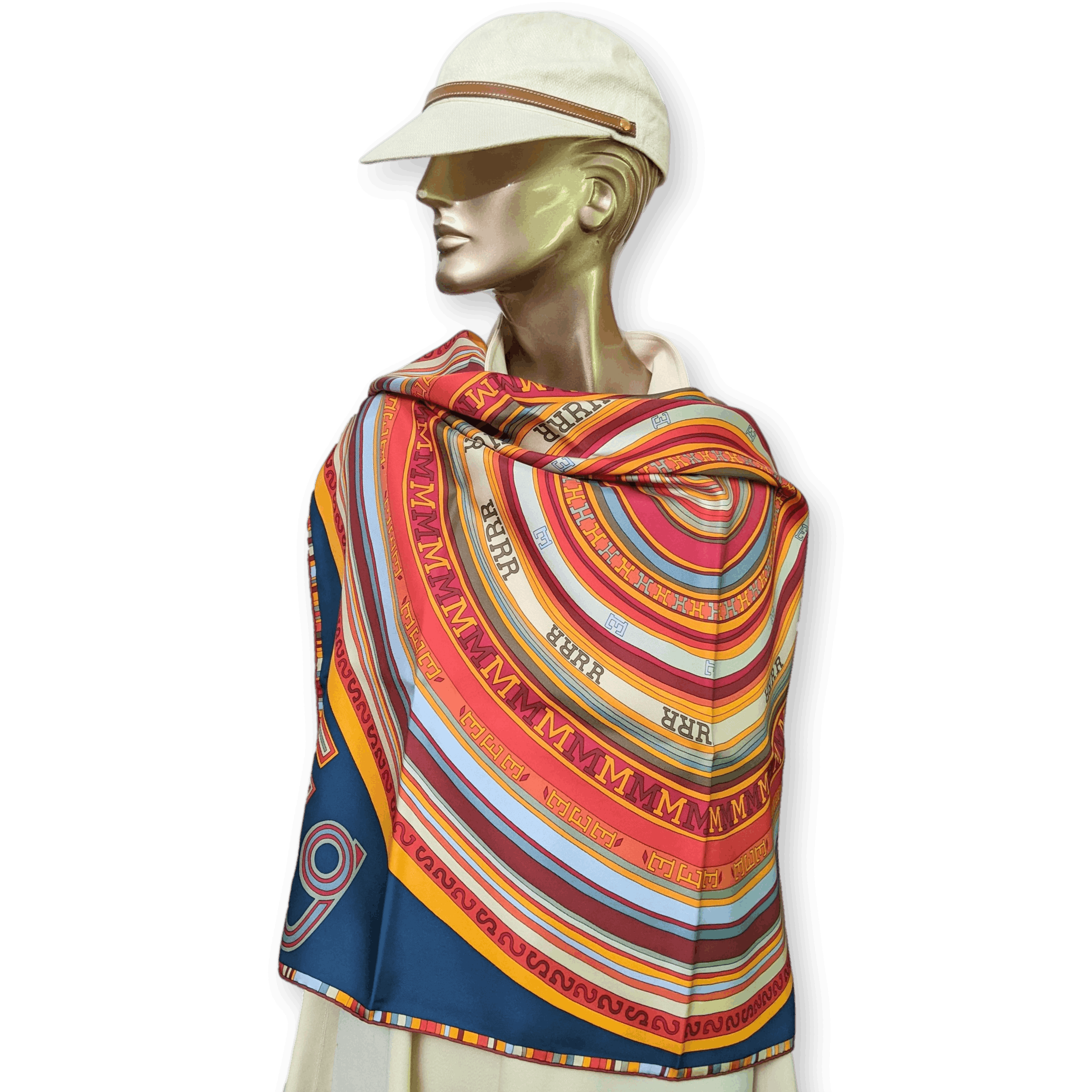 HERMES Tohu Bohu Claudia Stuhlhofer-Mayr Scarf 90 Silk Twill With Box Rare Blue Multicolor